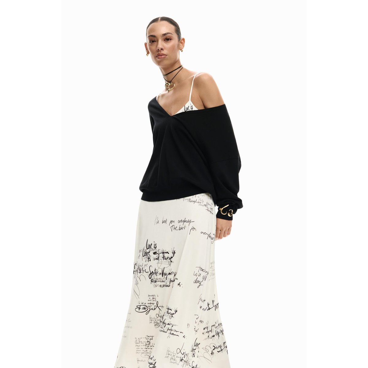 Robe longue combinée beige, DESIGUAL