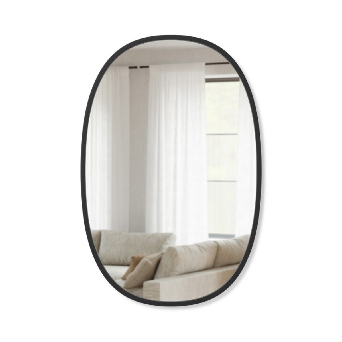 Grand miroir mural caoutchouc HUB noir, UMBRA