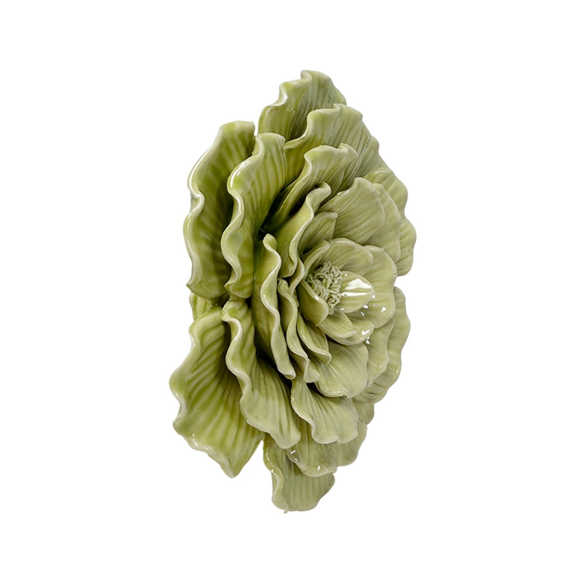 Déco murale fleur céramique 17.5cm vert, EMDE