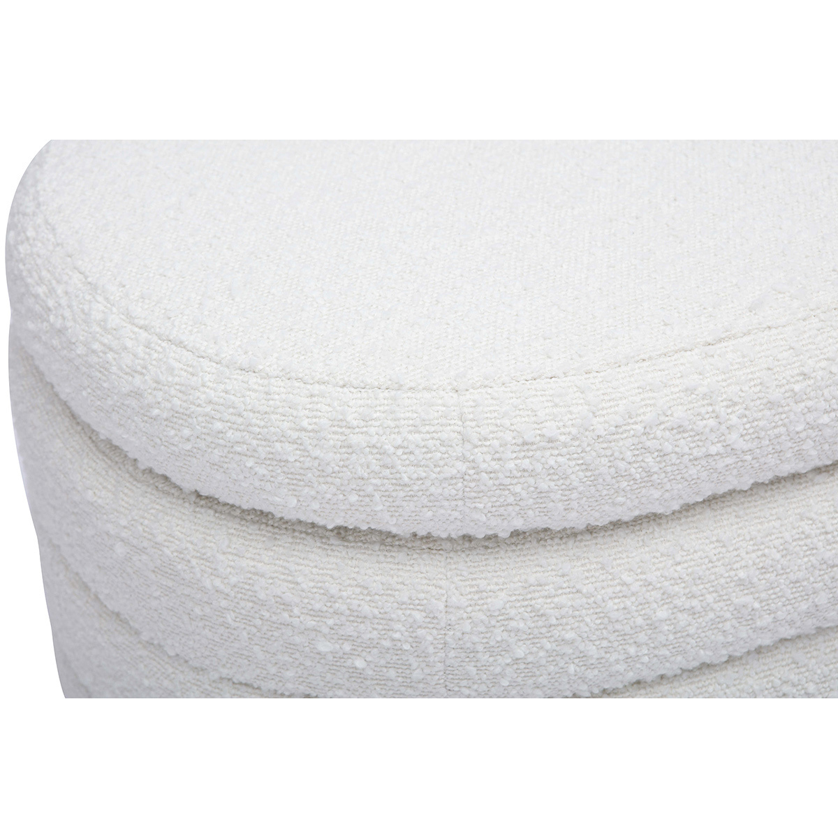 Banc coffre en tissu effet laine bouclée blanc L125 cm NAVY blanc, MILIBOO