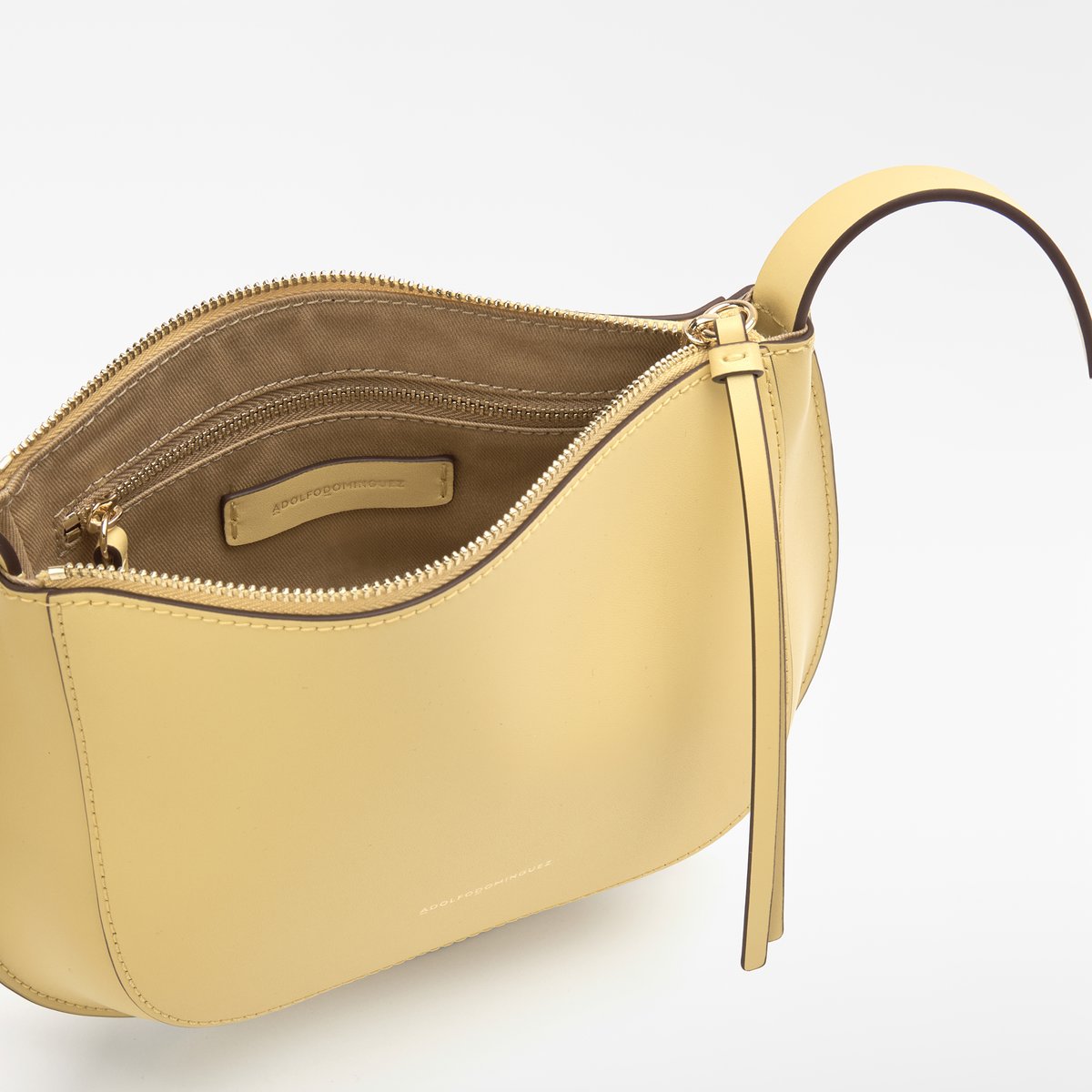 Sac Dorna en cuir avec fermeture à glissière ocre, ADOLFO DOMINGUEZ