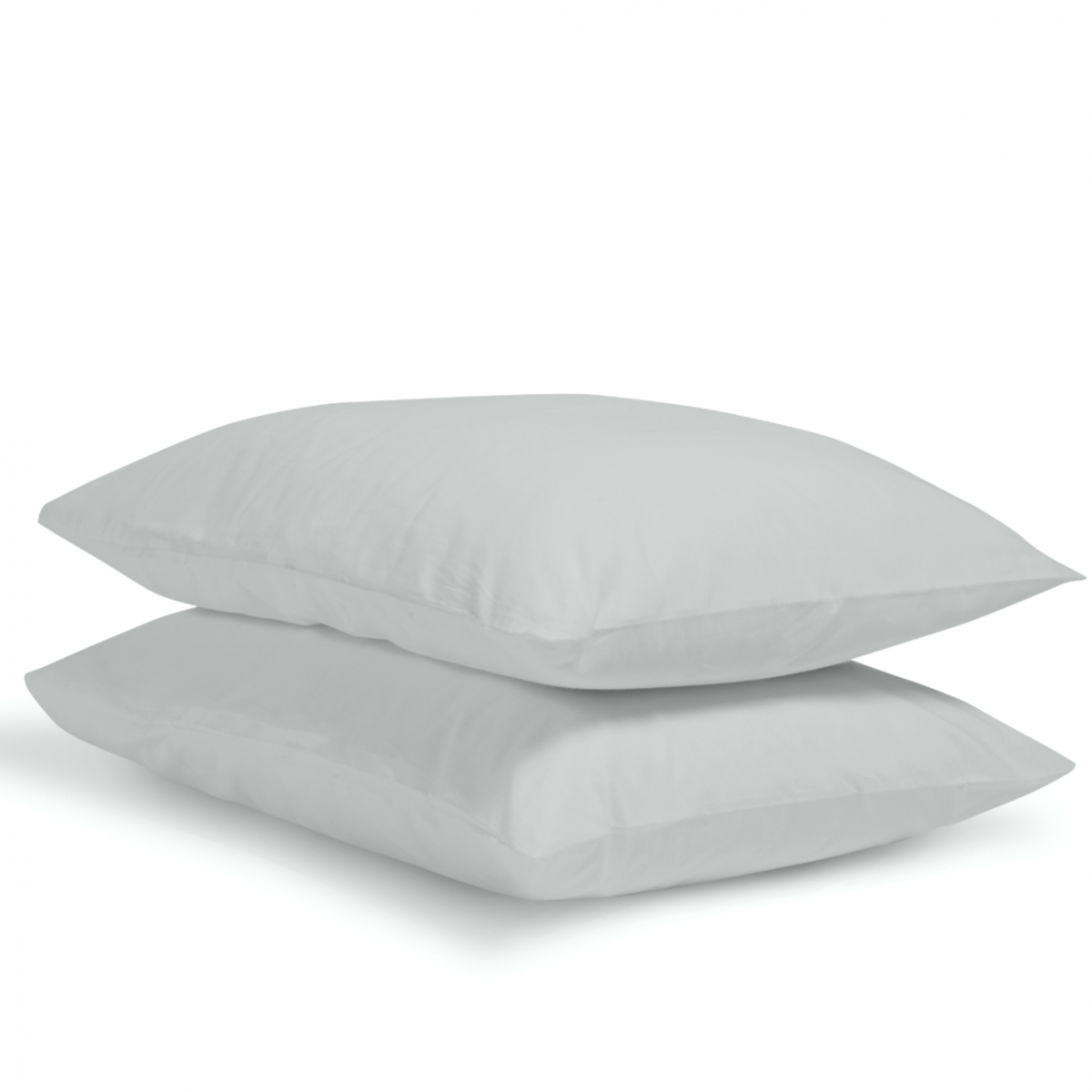 Lot de 2 Taies d'oreiller unie PERCALE DE COTON gris clair, BLEU CALIN