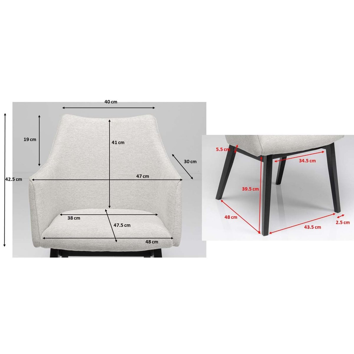 Chaise avec accoudoirs, MODINO crème, KARE DESIGN