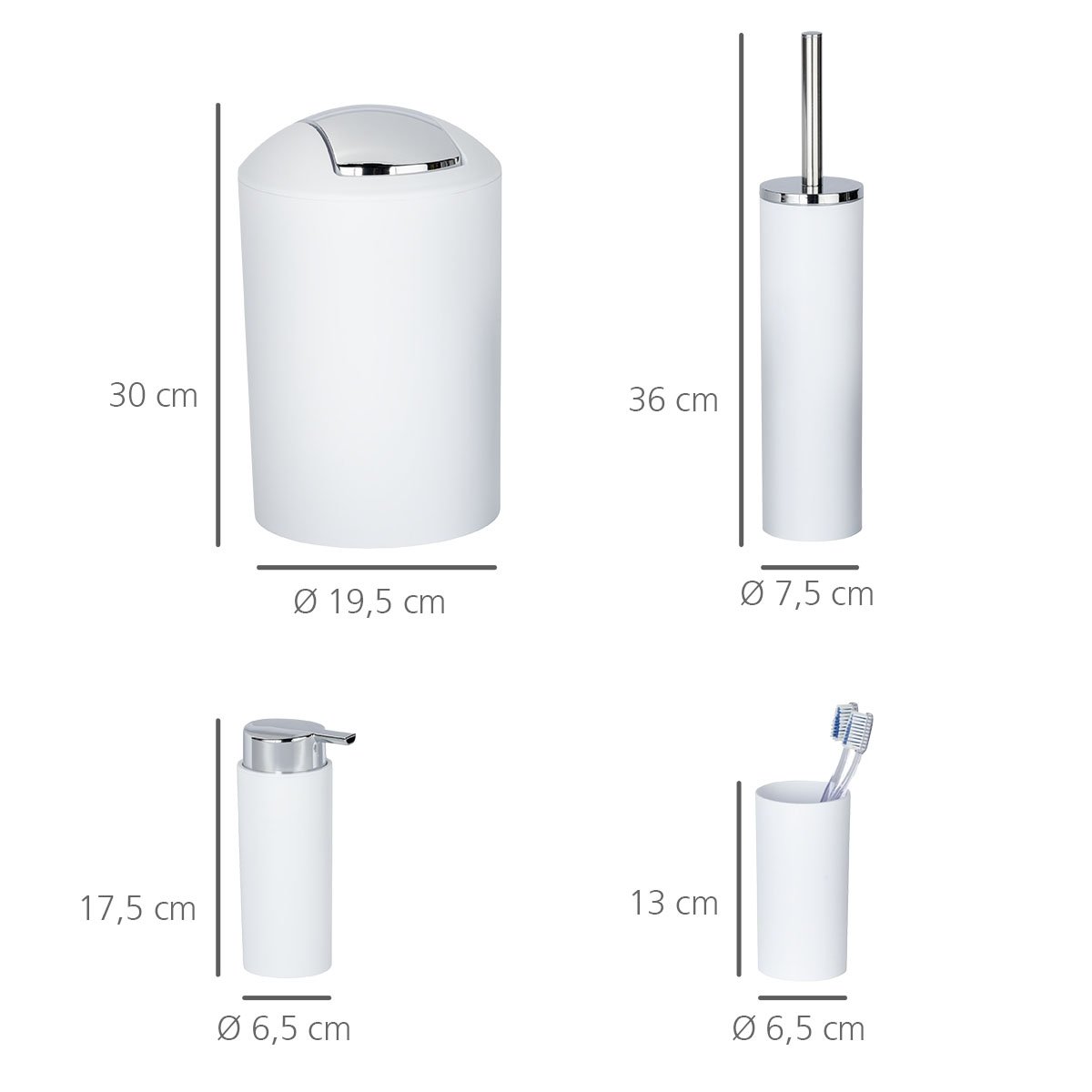 Ensemble accessoires de salle de bain CALVO blanc, WENKO