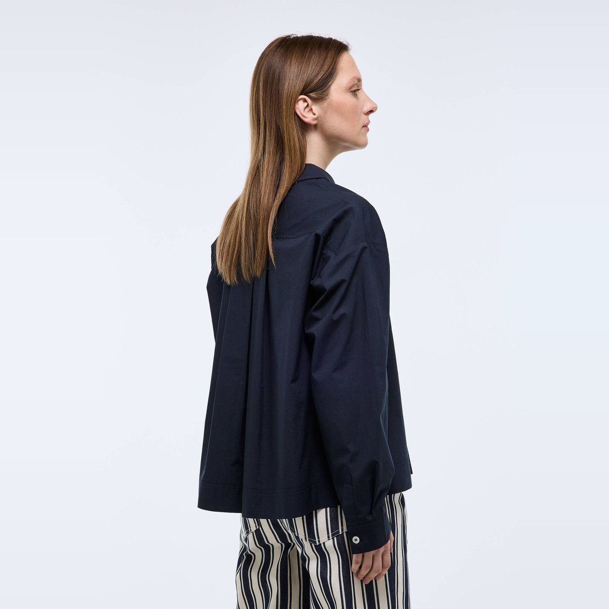 Blouse manches longues unie en coton BIO GOTS marine, MONOPRIX