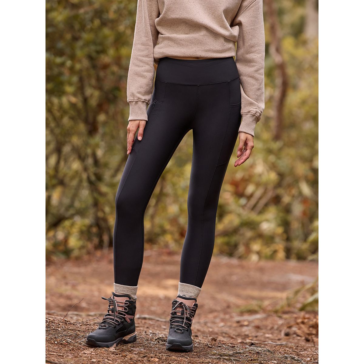 Legging chaud outdoor doublé de polaire noir, NEXT