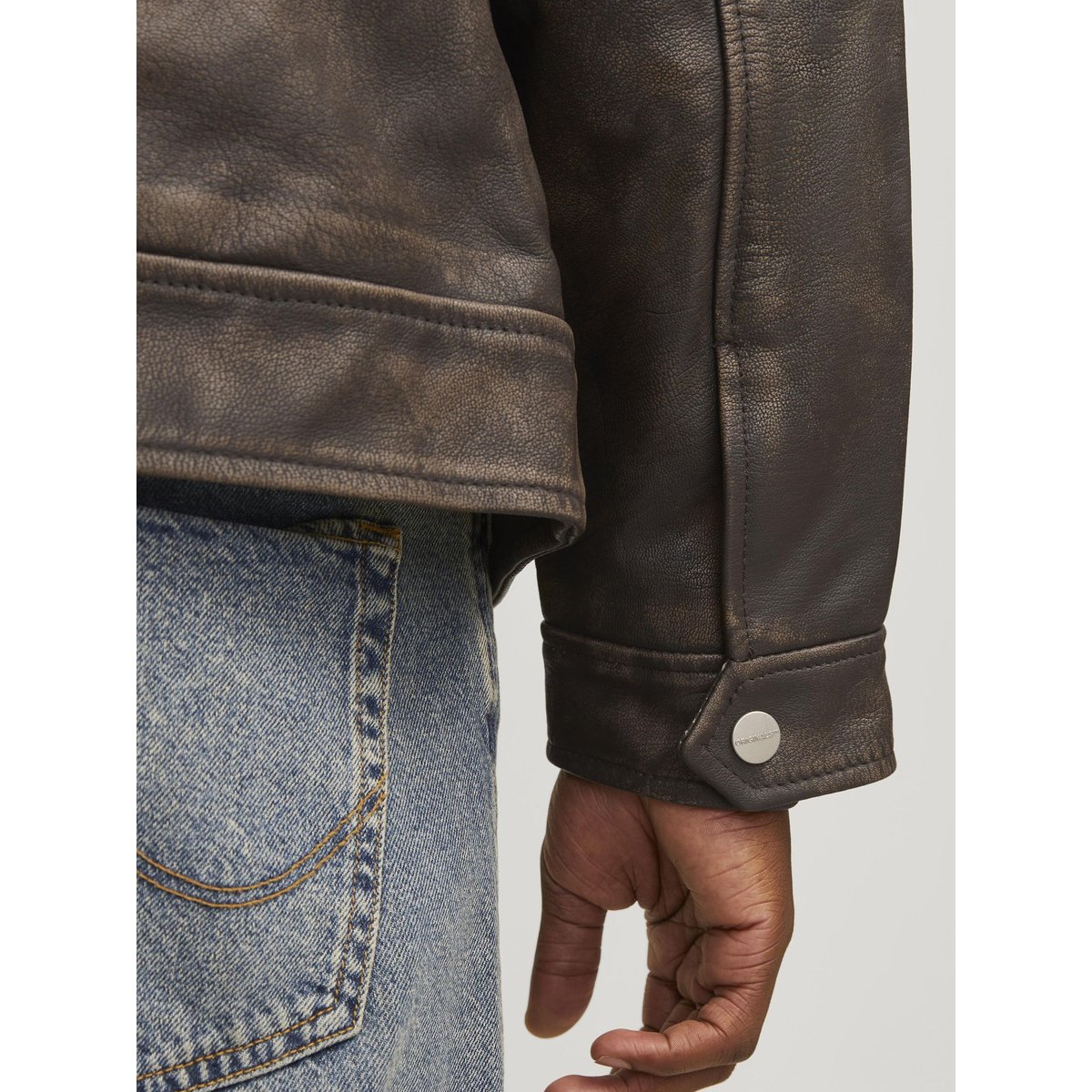Veste En Cuir chocolate brown, JACK & JONES