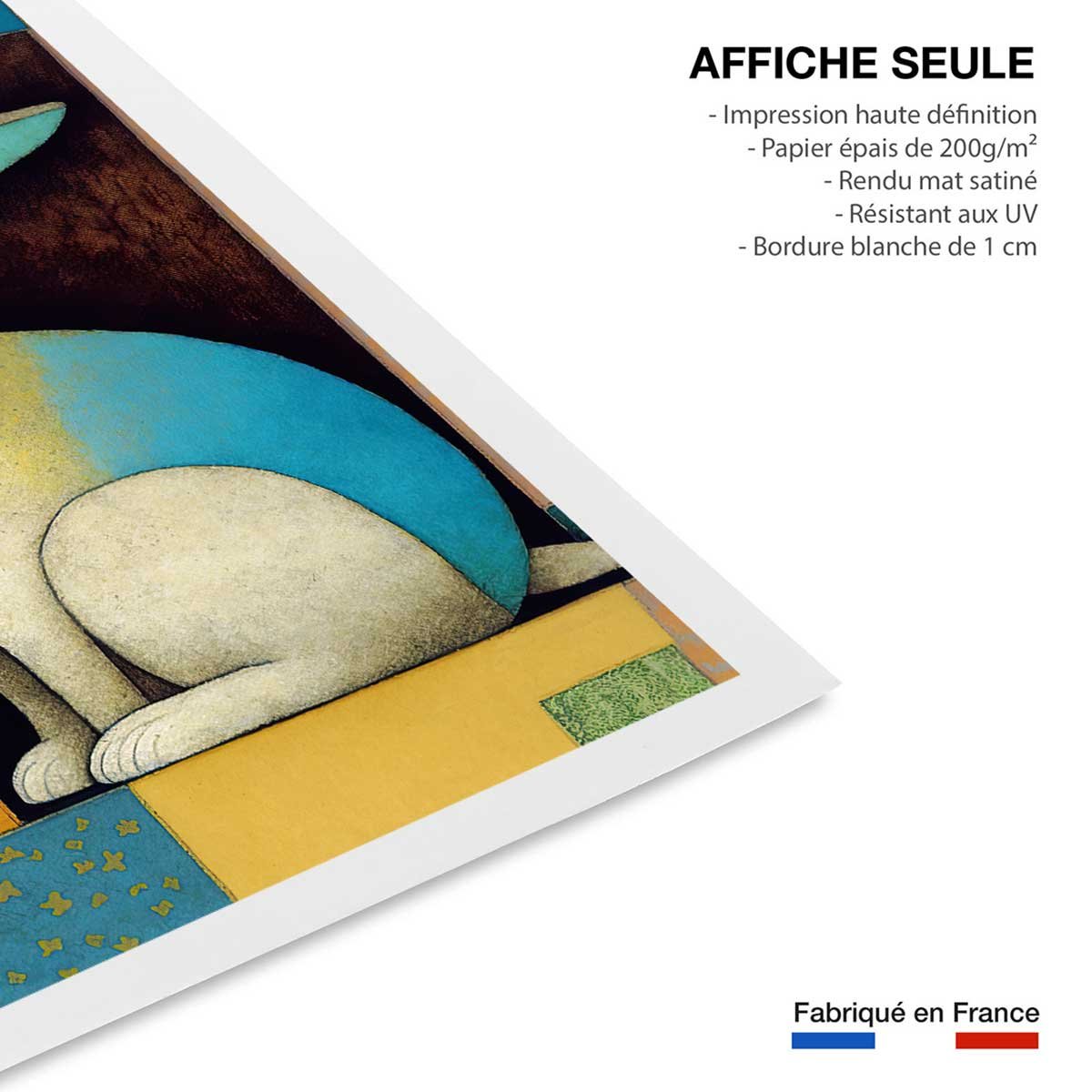 Affiche enfant lapin dans la boîte affiche seule, HEXOA
