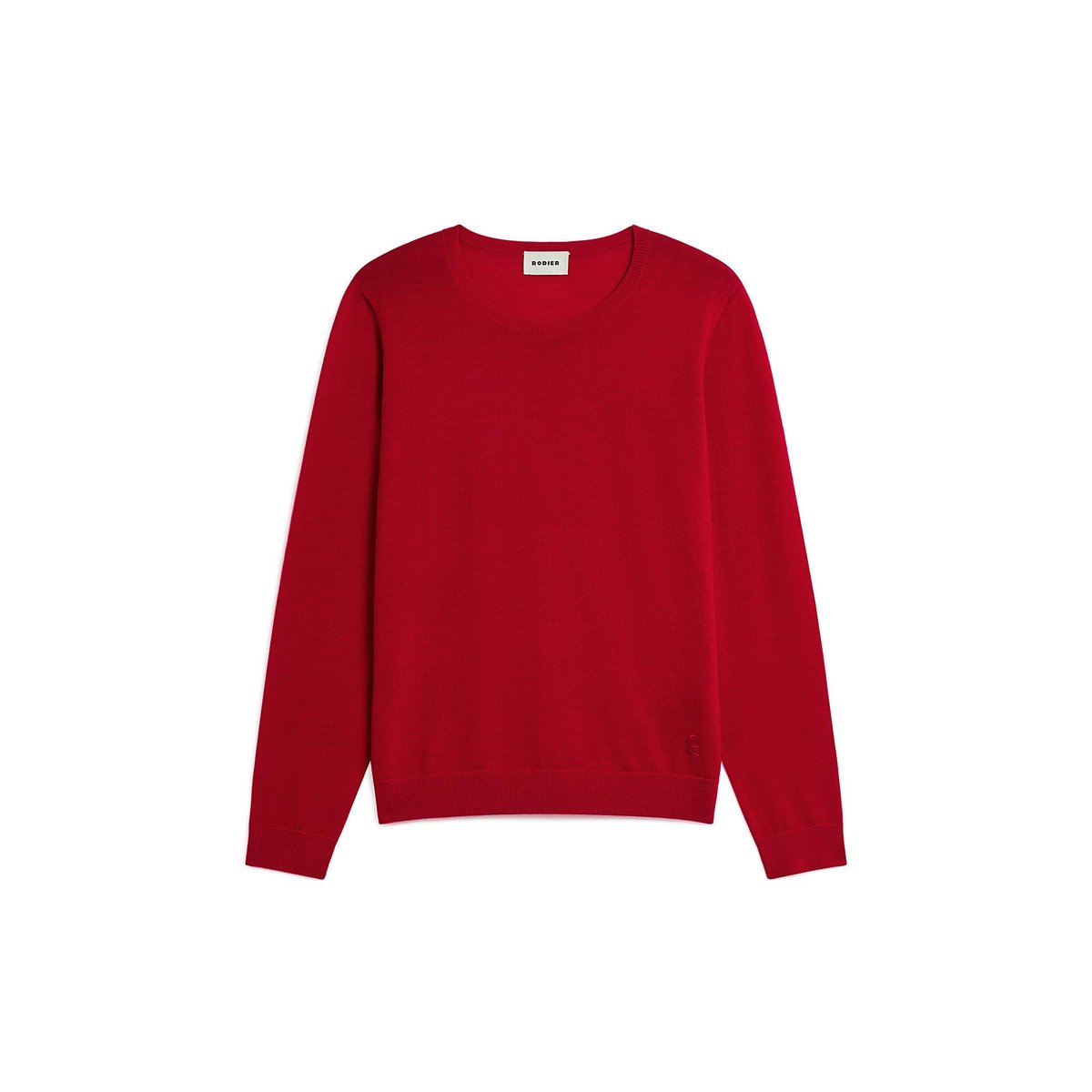 Pull col rond en laine mérinos rouge, RODIER