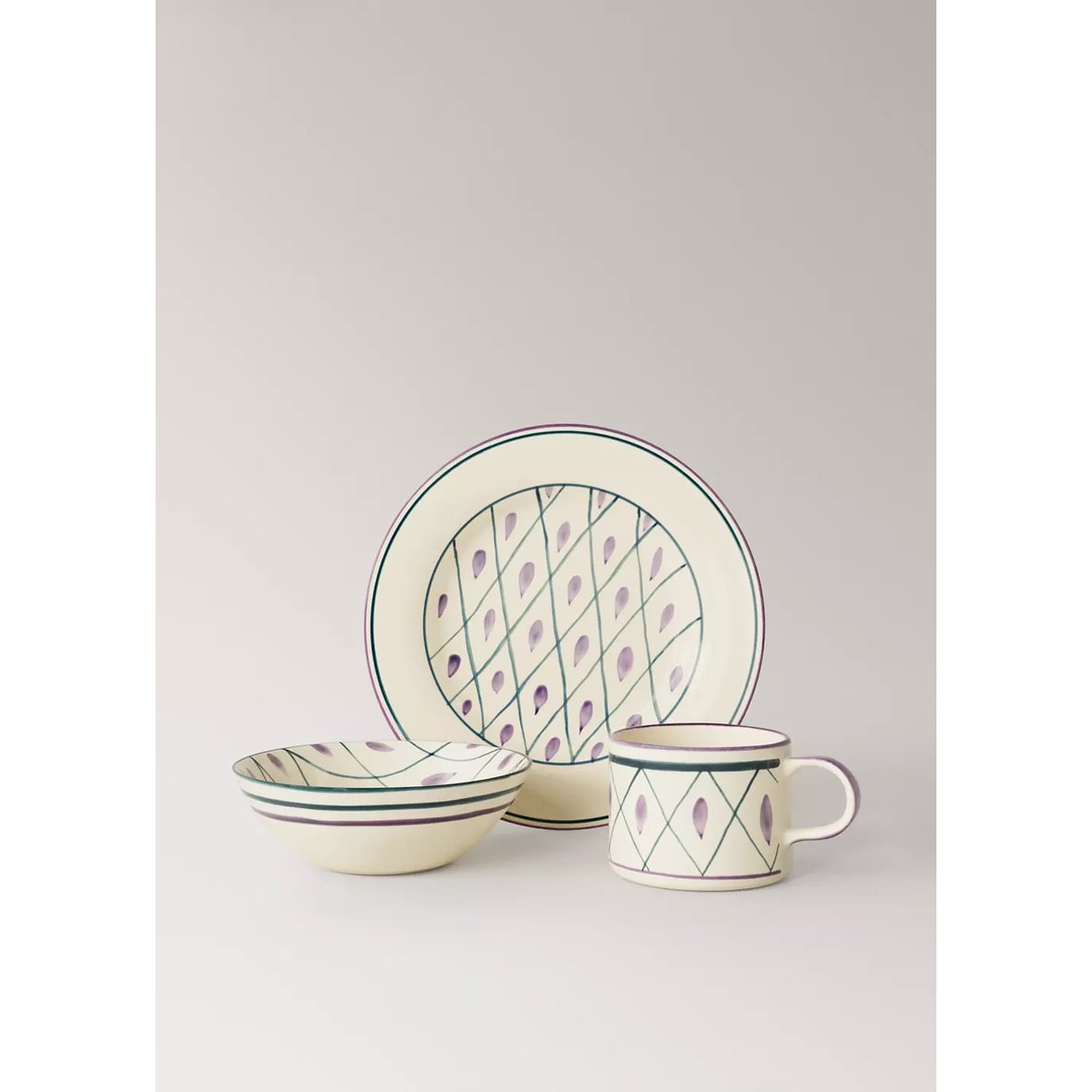 Assiette plate en gouttes décoratives bleu pétrole, MANGO HOME
