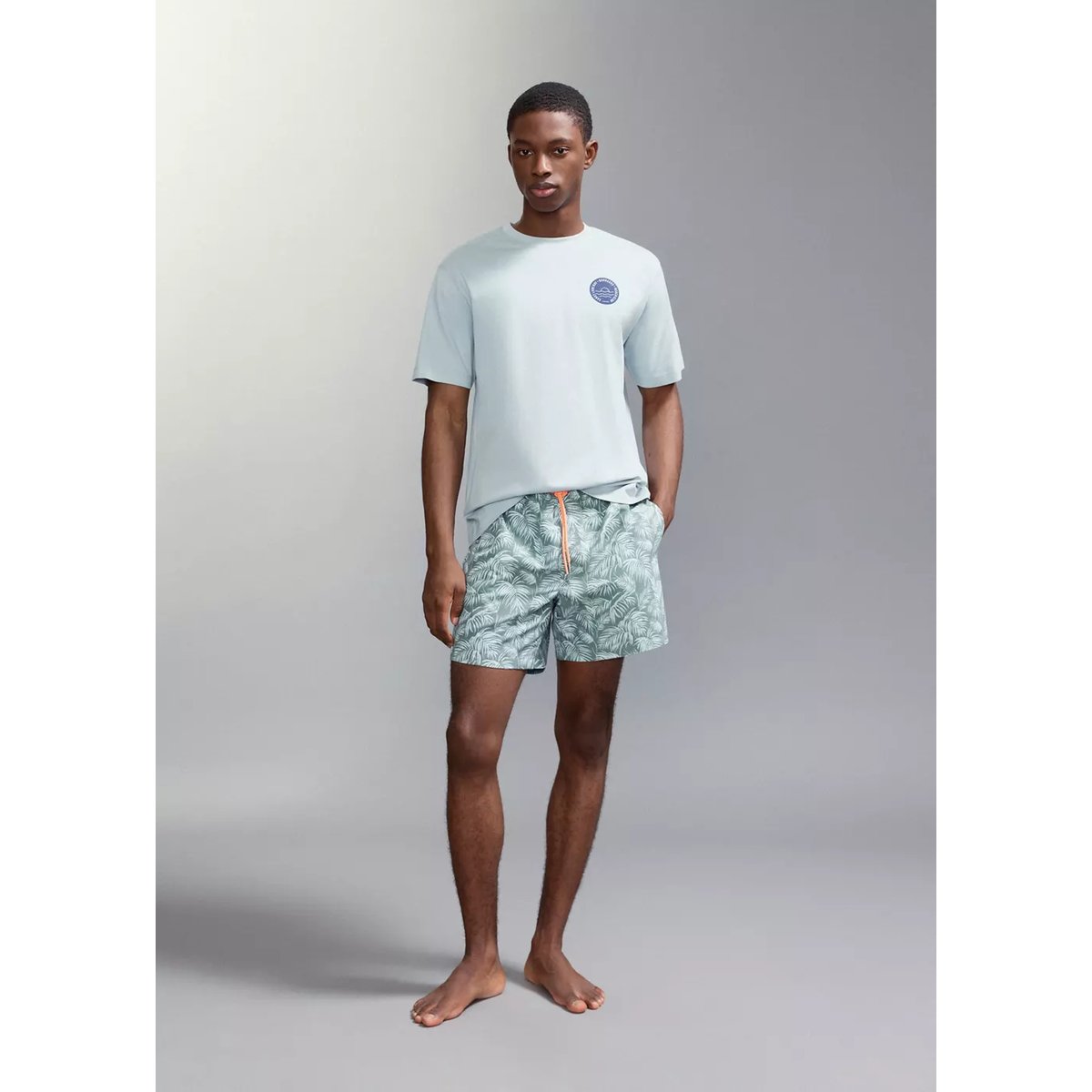 Maillot de bain imprimé palmiers kaki, MANGO TEEN