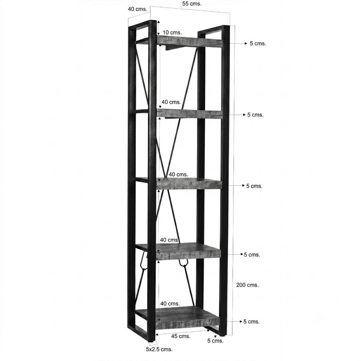 Colonne de salon bois métal 5 plateaux KARGO bois naturel, PIER IMPORT