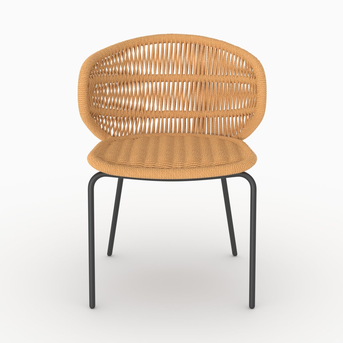 Lot de 2 chaises de jardin en rotin synthétique - LARA marron clair, MAISON PAVANE