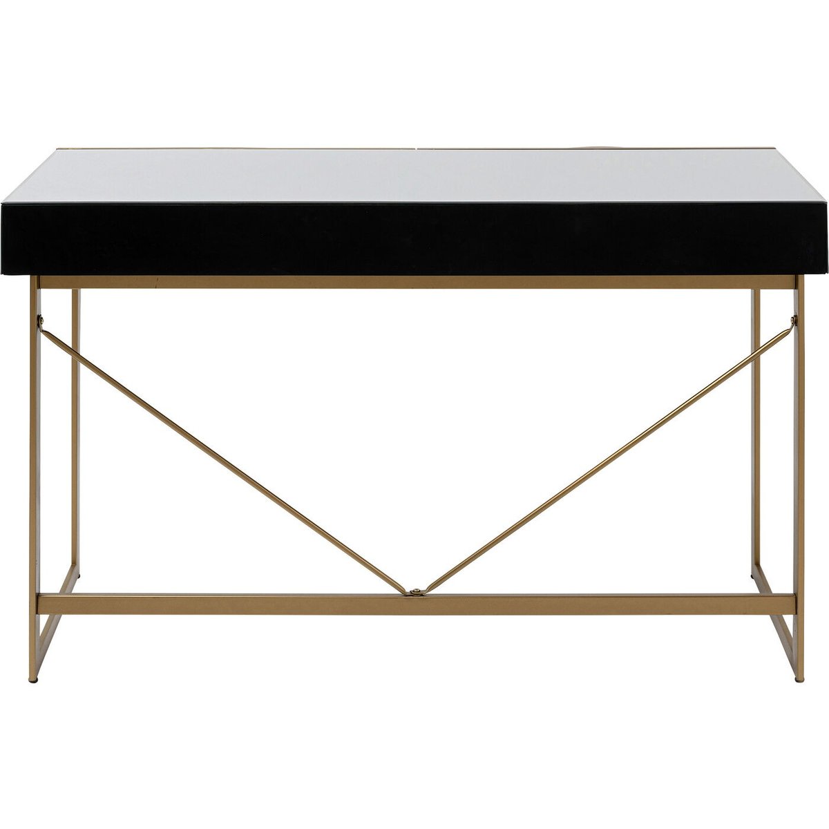 Bureau 2 tiroirs en verre miroir et acier, SORAN or, KARE DESIGN