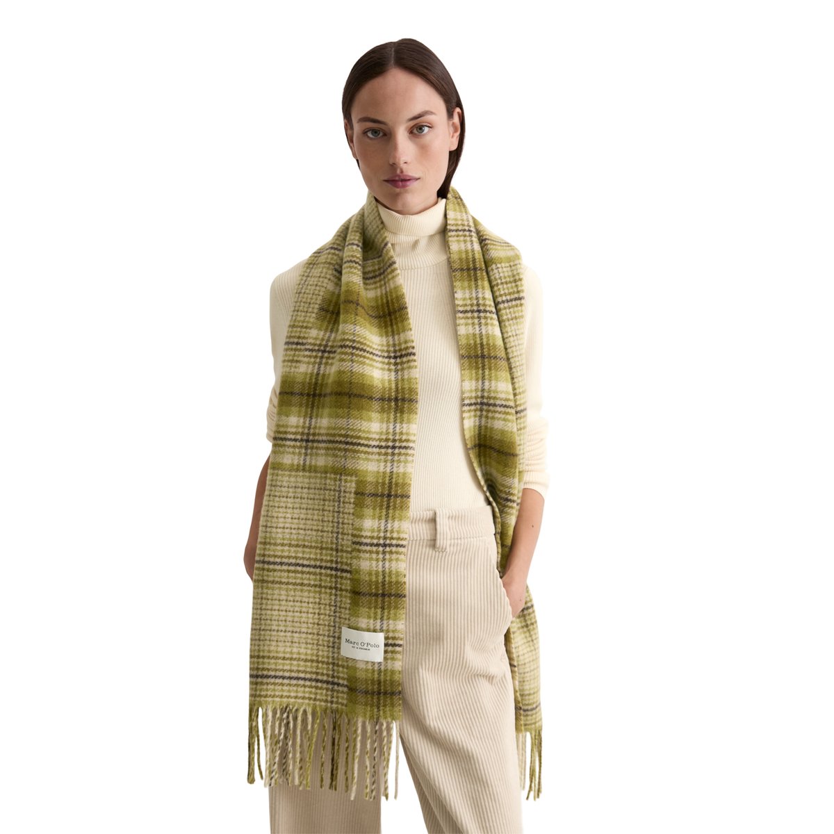 Foulard en patchwork en pure laine vierge vert, MARC O'POLO