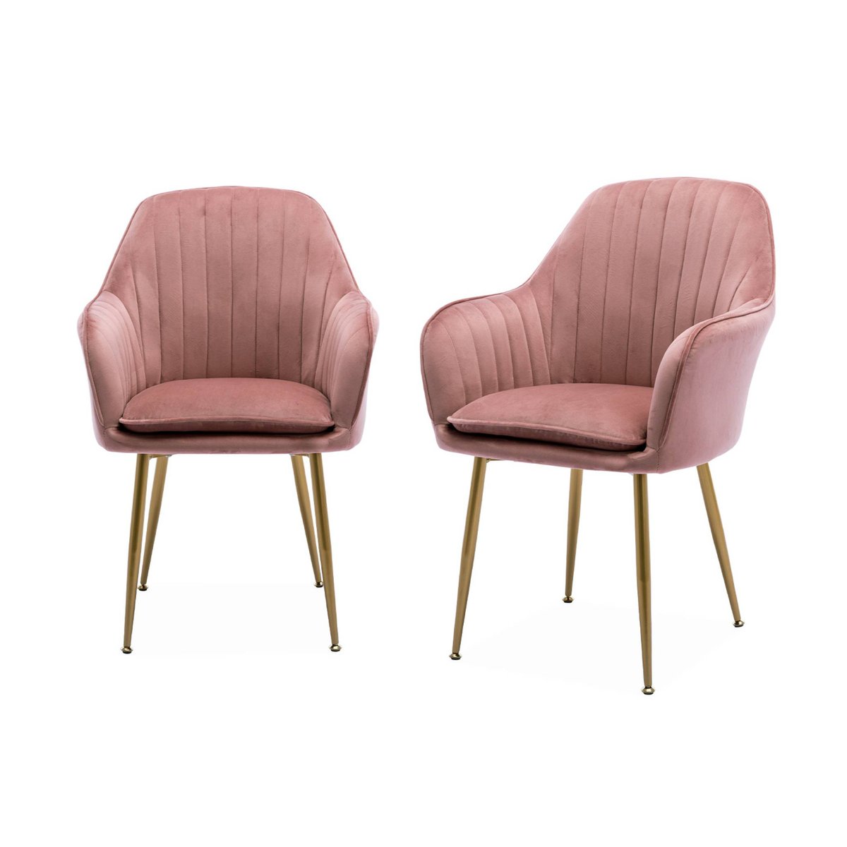 Fauteuil velours et pieds métal (lot de 2) SHELLA vieux rose, SWEEEK