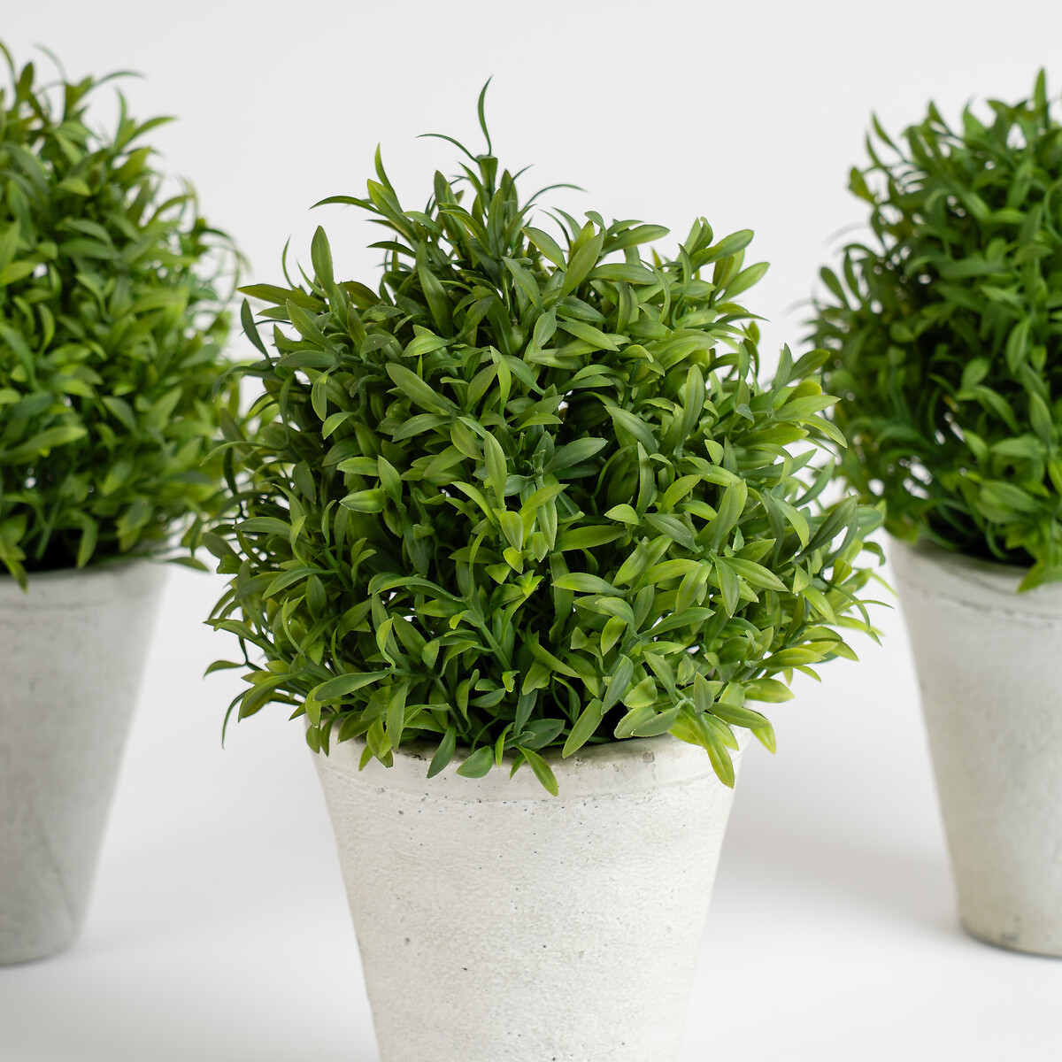 Set of 3 Artificial Topiary Plants in Cement Pot green, SO'HOME