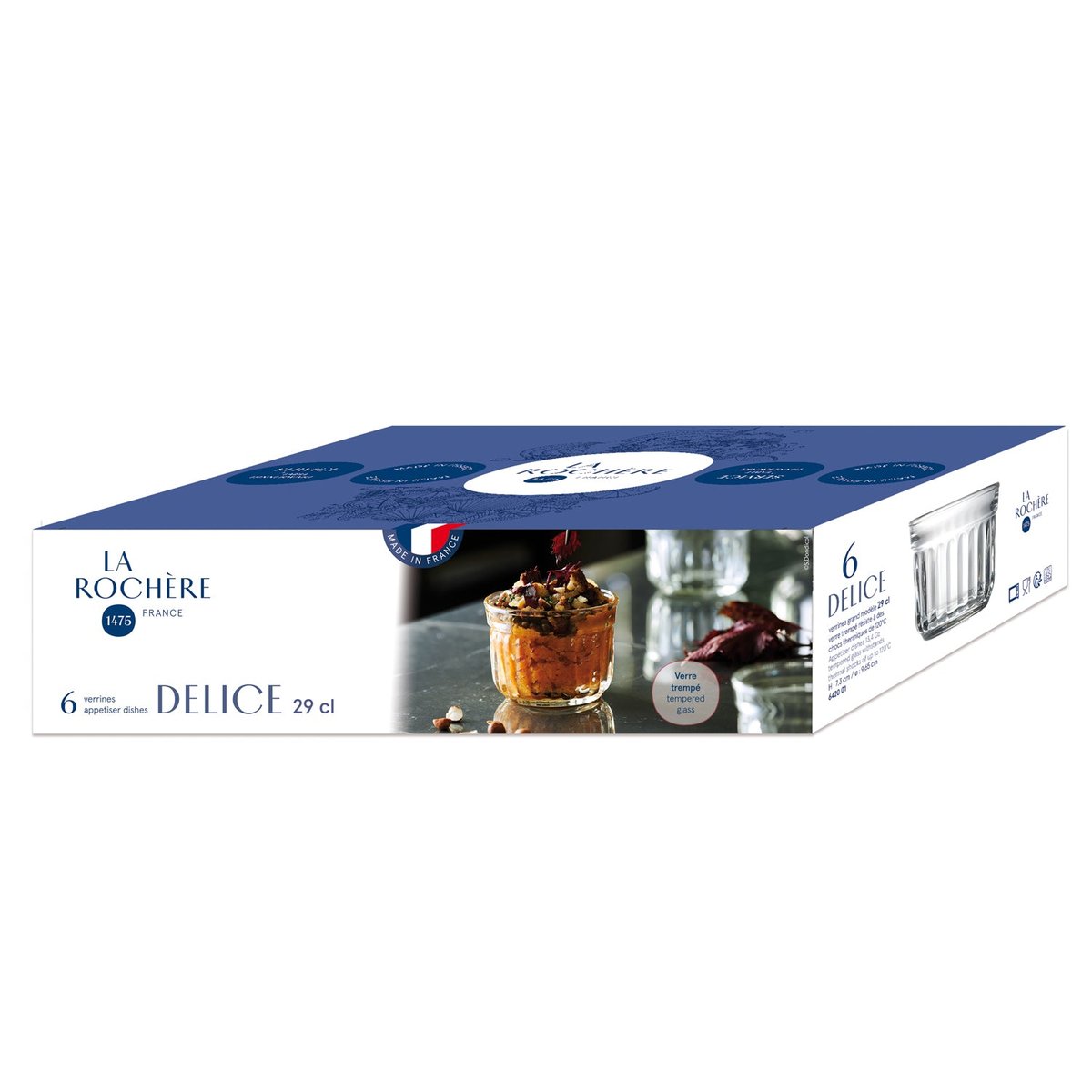 Lot de 6 verrines GM, DELICE transparent, LA ROCHERE