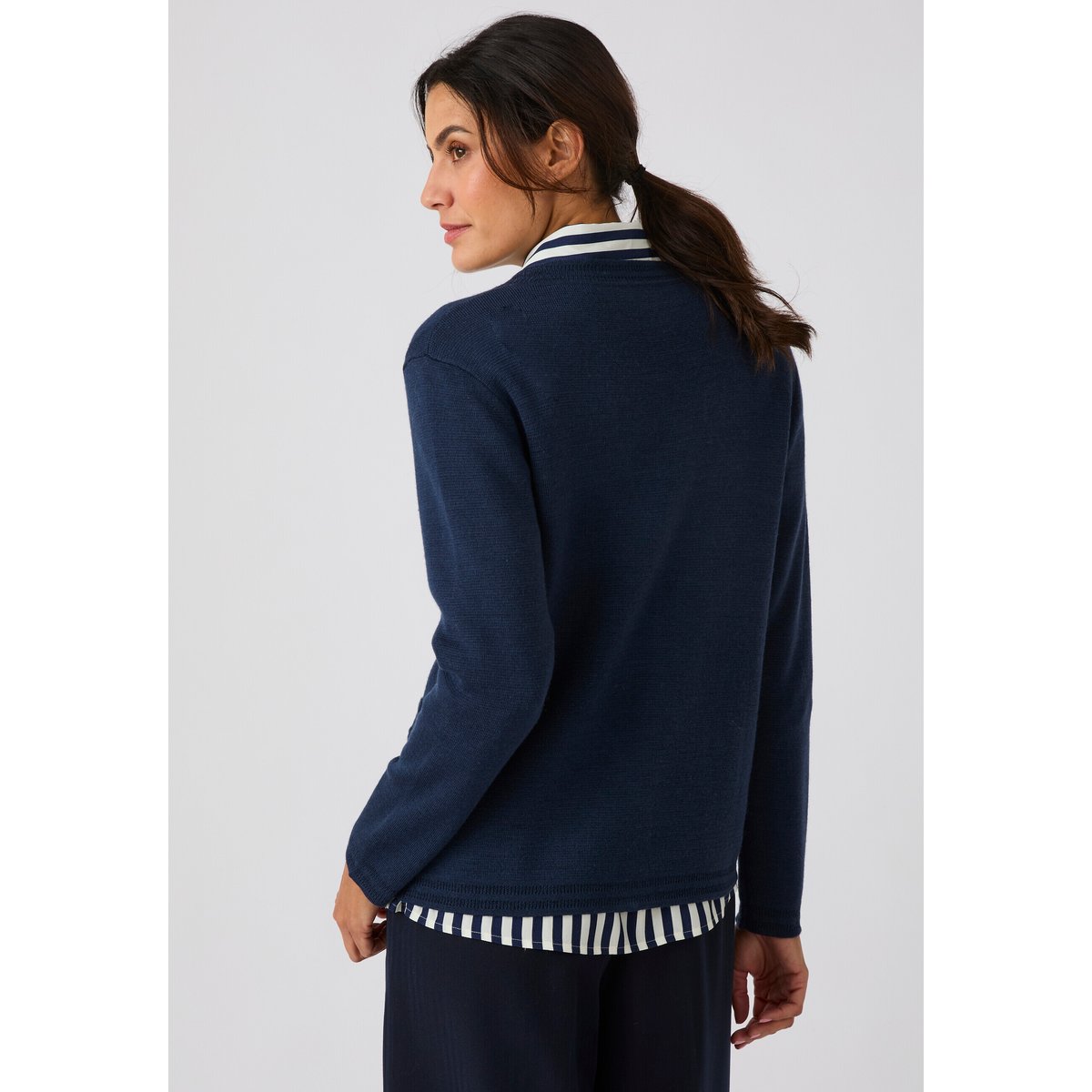 Gilet maille milano en laine mérinos bleu marine, DAMART