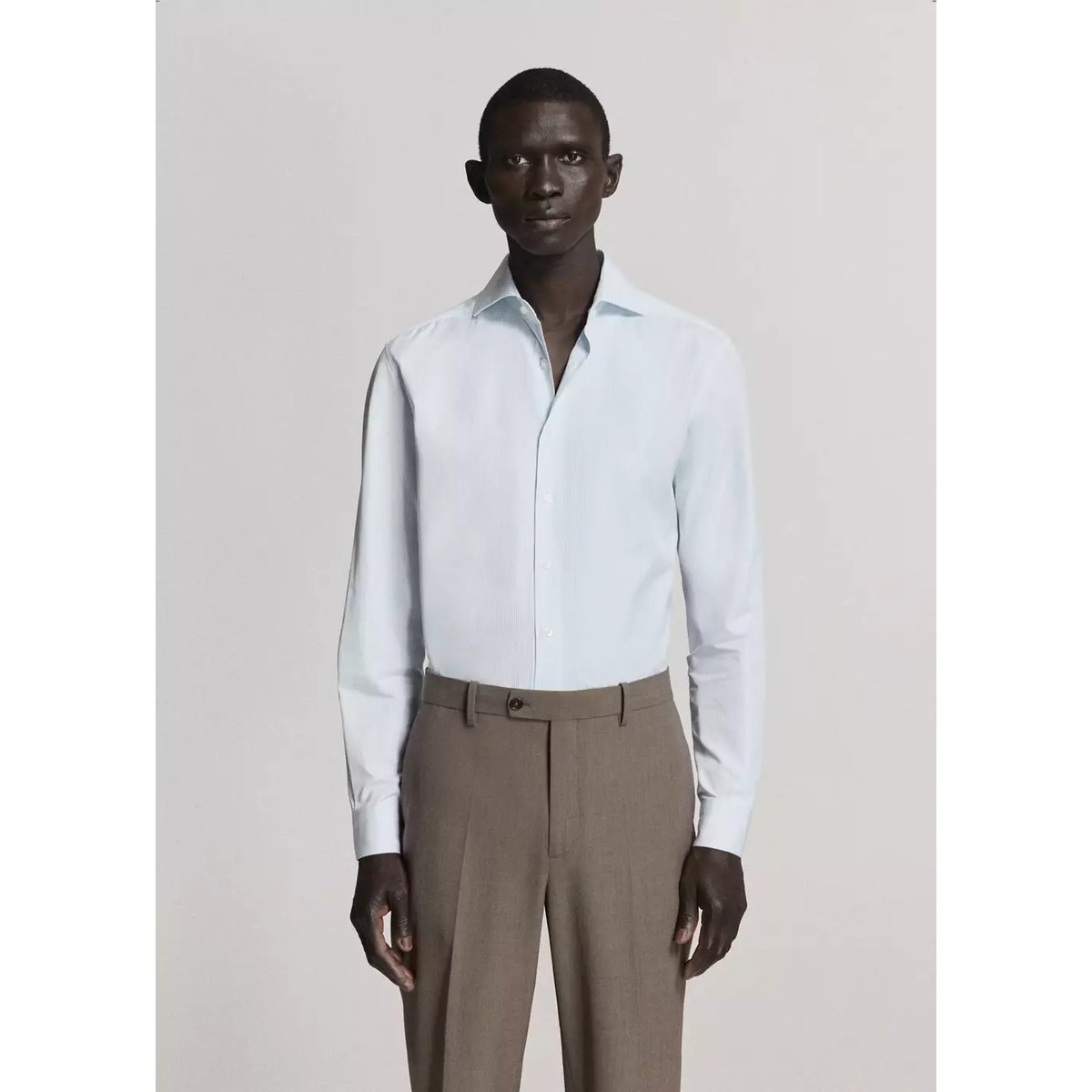 Chemise costume 100 % coton rayures bleu, MANGO MAN