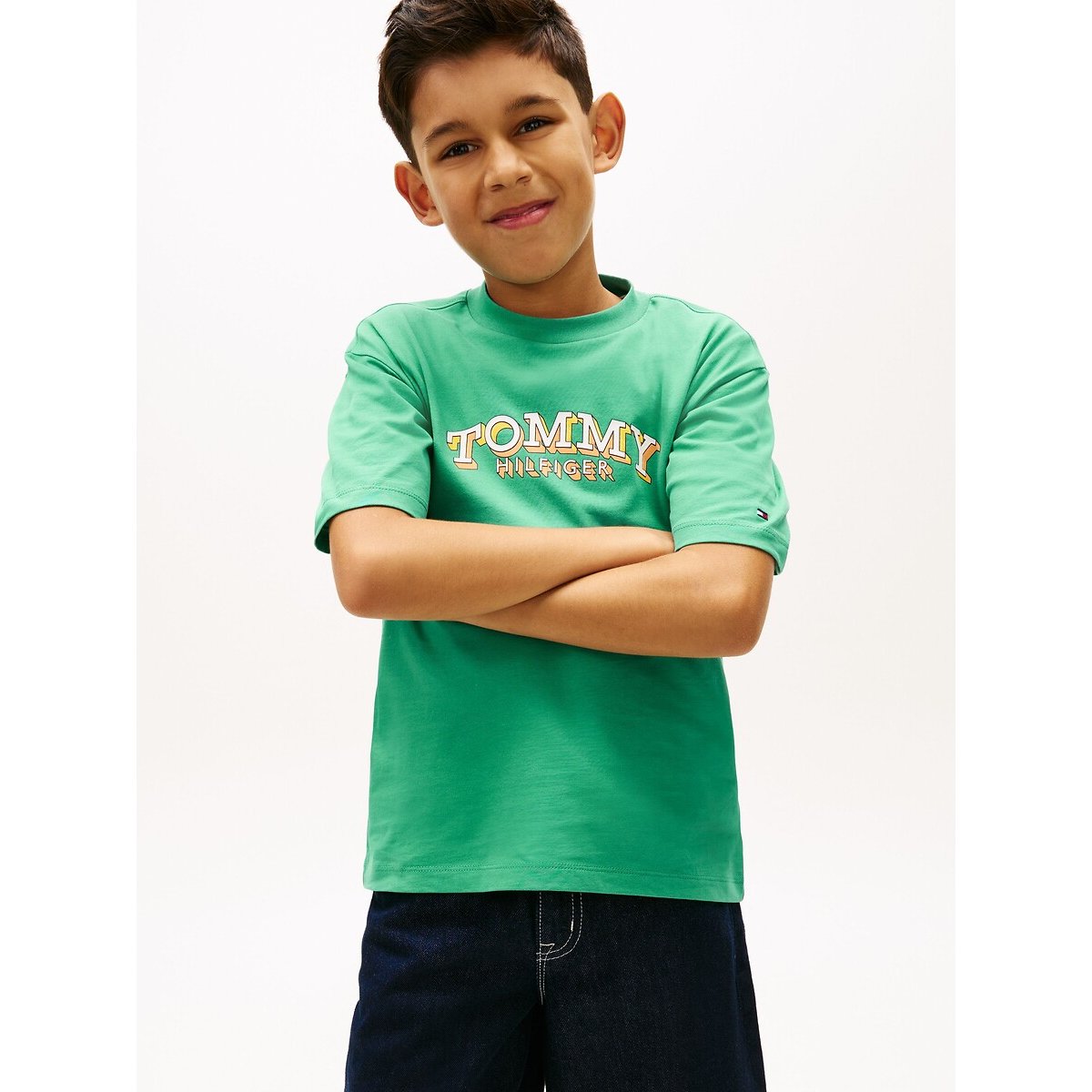 T-shirt en coton manches courtes vert, TOMMY HILFIGER