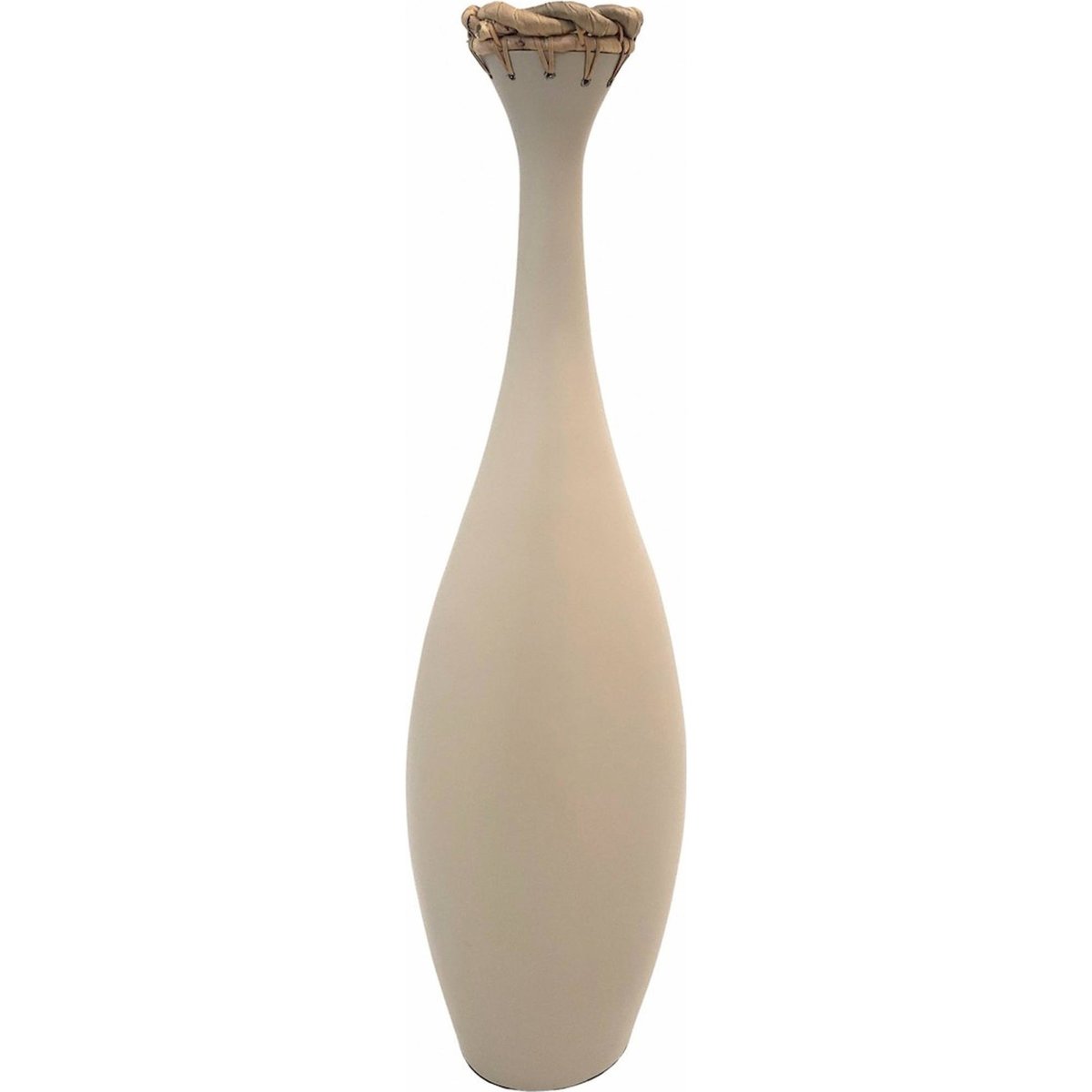 Vase en bambou tressé et jacinthe d'eau beige naturel et bois clair, RECOLLECTION