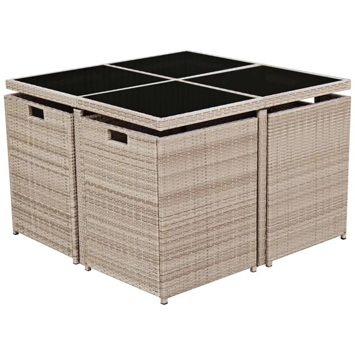 Salon de jardin encastrable en rotin beige, HOME MAISON