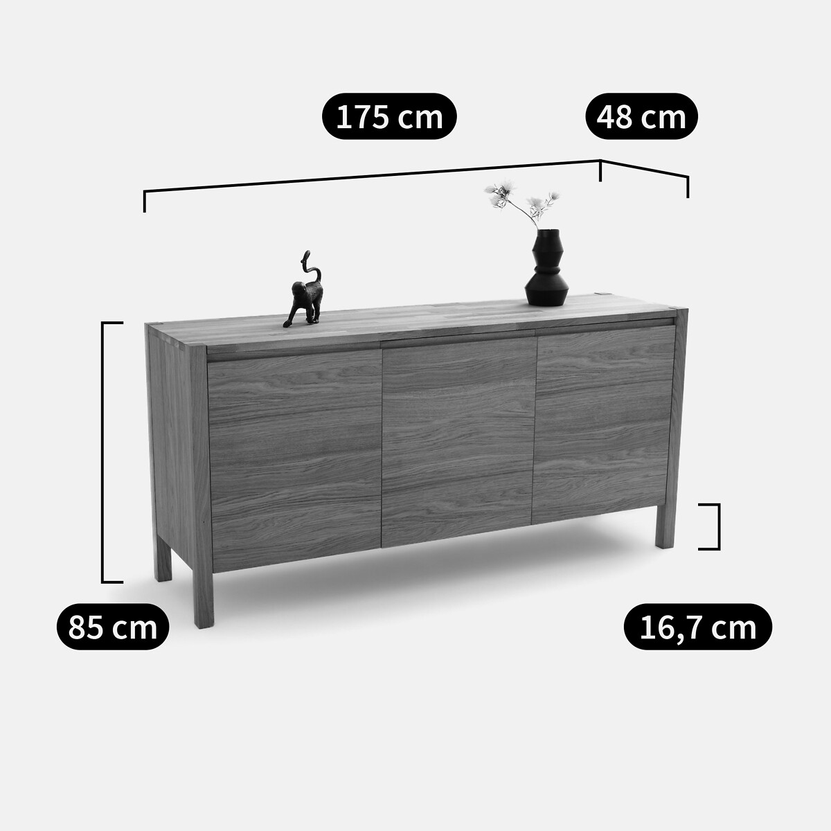 3-türiges Sideboard, Eiche und Eichenfurnier, ADÉLITA eiche, LA REDOUTE INTERIEURS