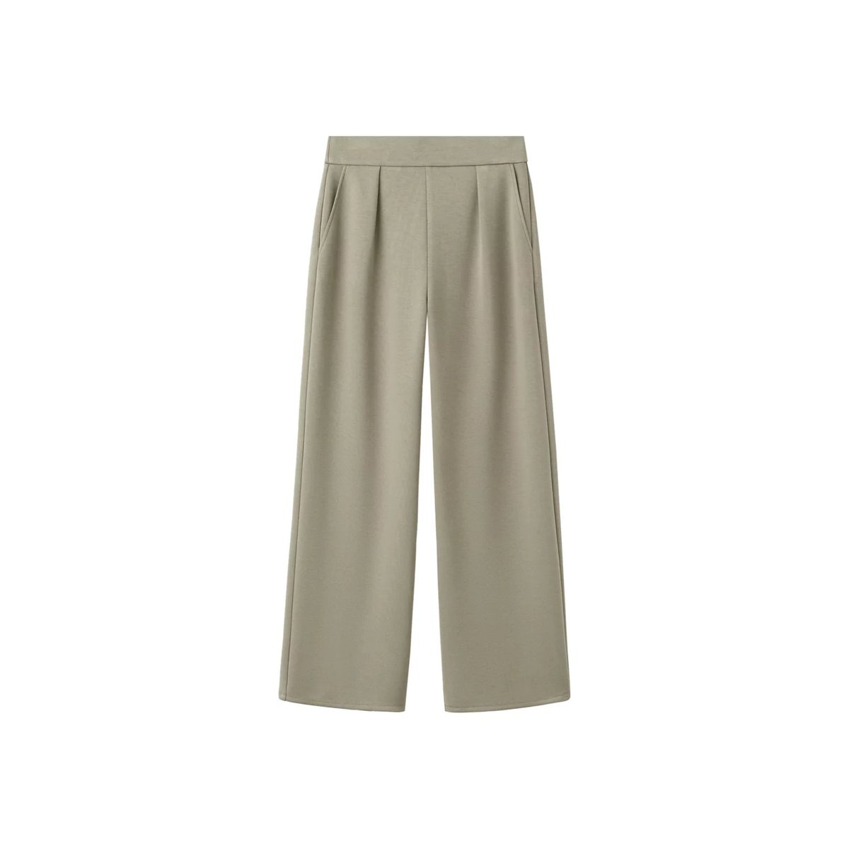 Pantalon droit taille élastique kaki, MANGO