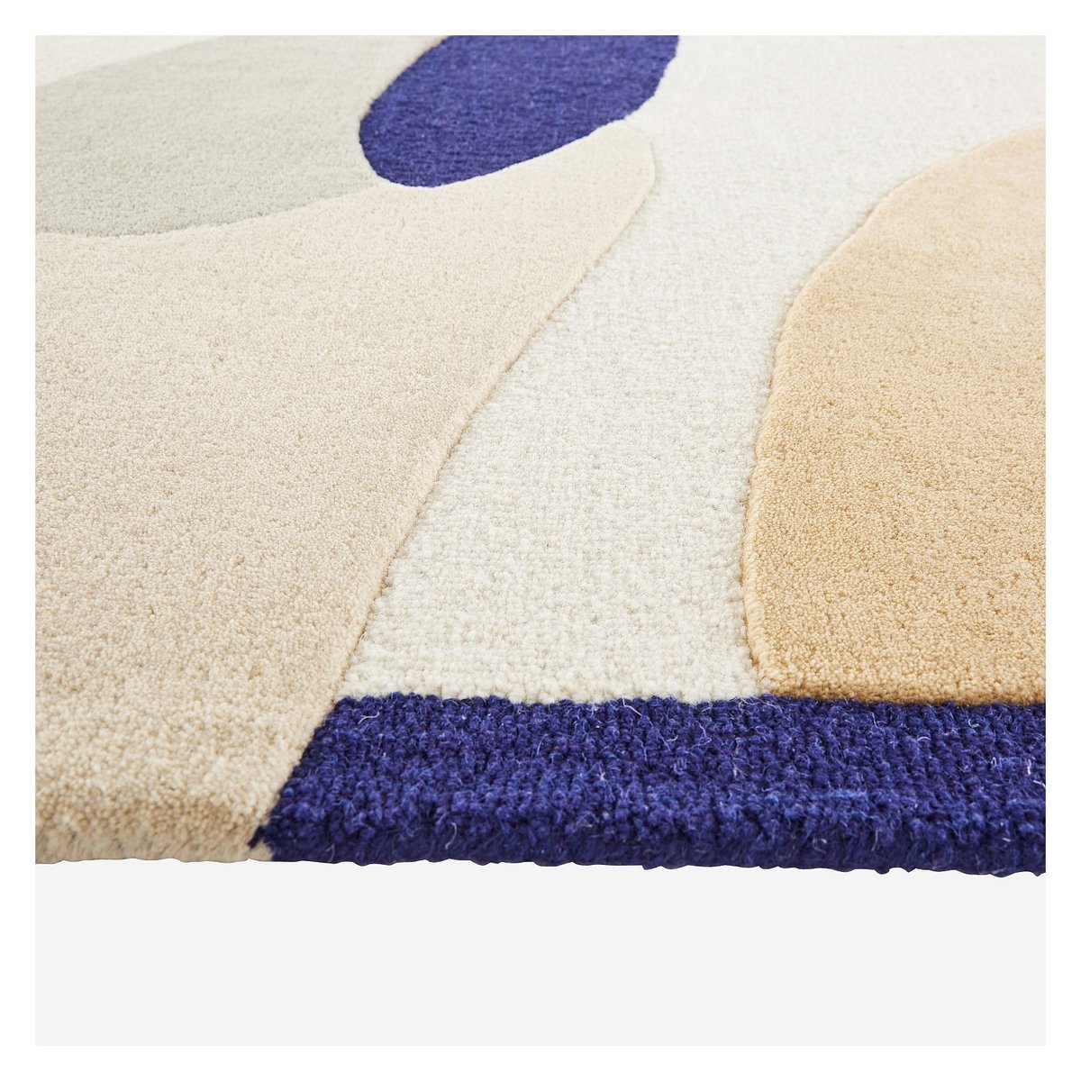 Tapis de salon laine AUBIN kaki, bleu roi, beige, multicolore, HABITAT