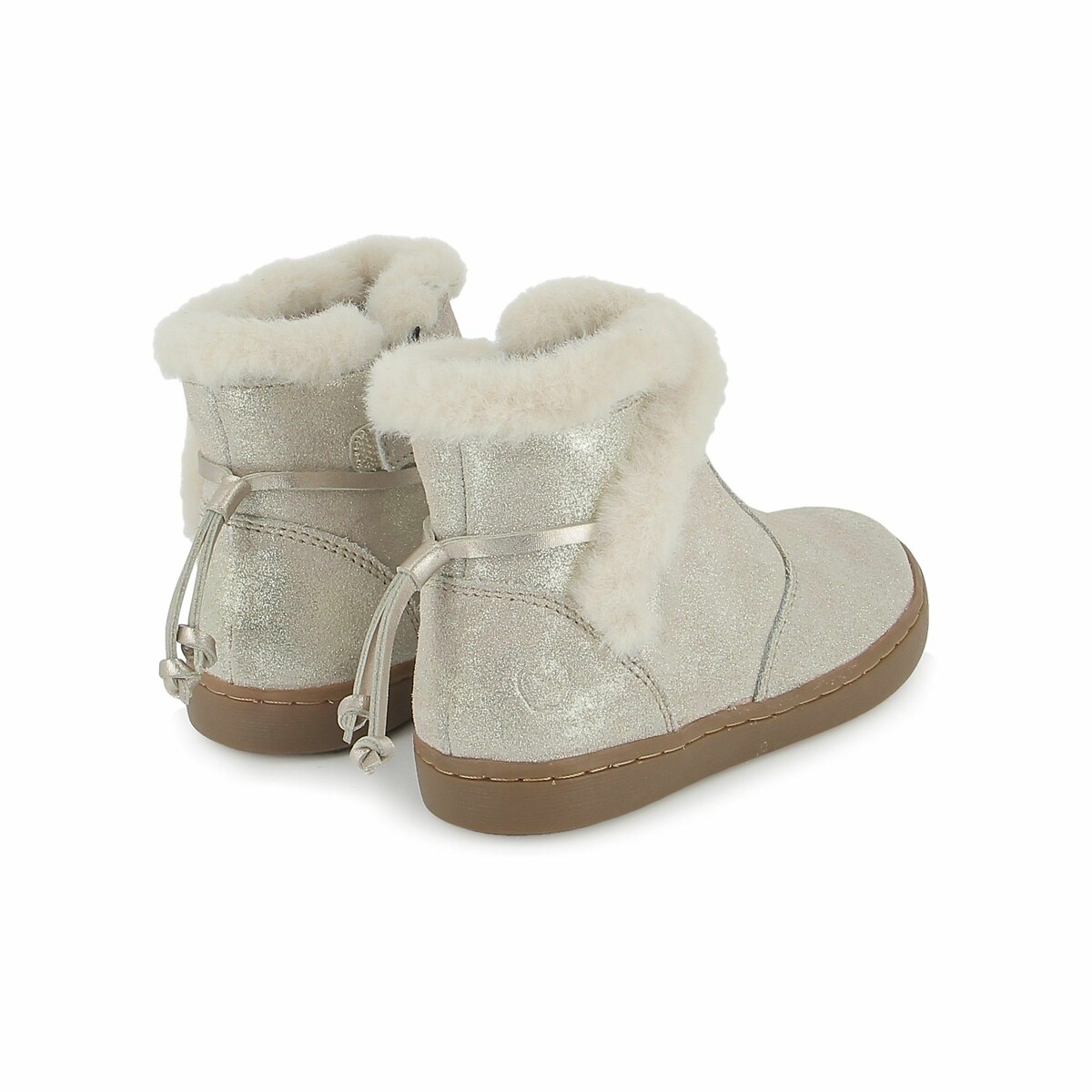 Bottines cuir Play Fur Sweet doré, SHOO POM