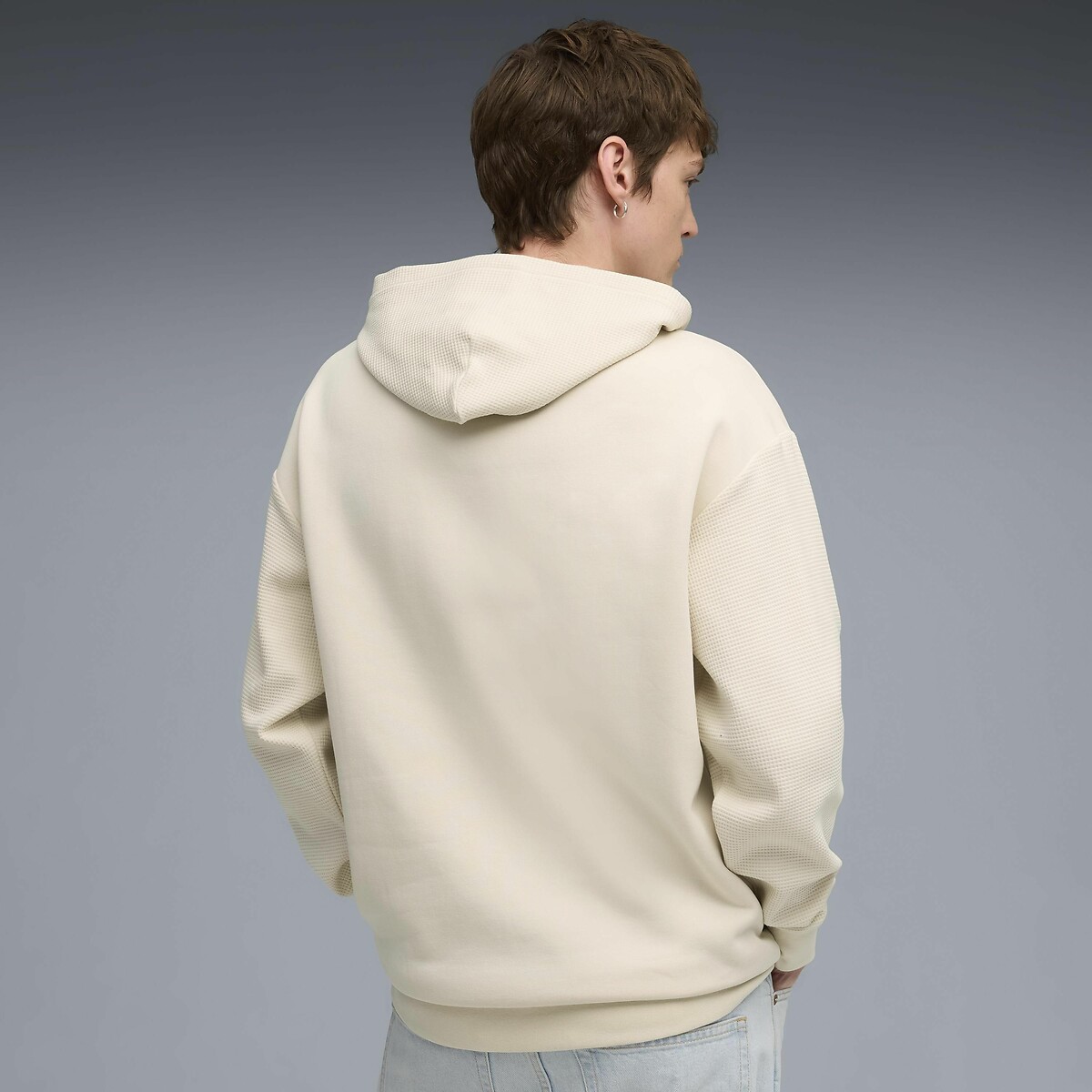 Sweat à capuche double matière crème, PUMA