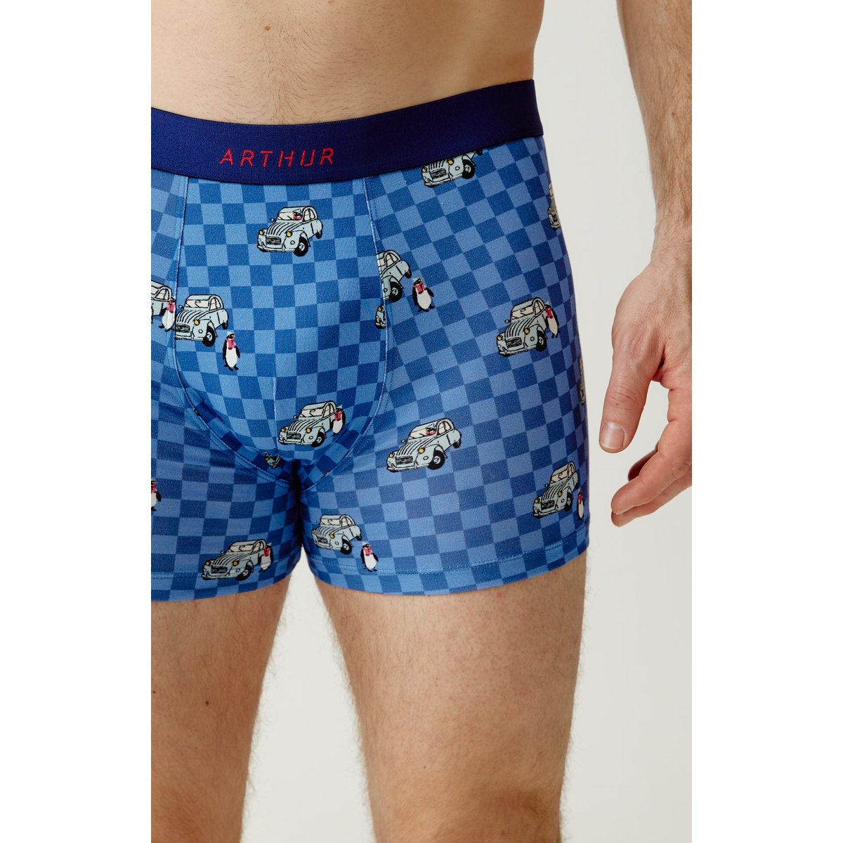 Boxer en jersey de coton imprimé Lent au démarrage bleu, ARTHUR