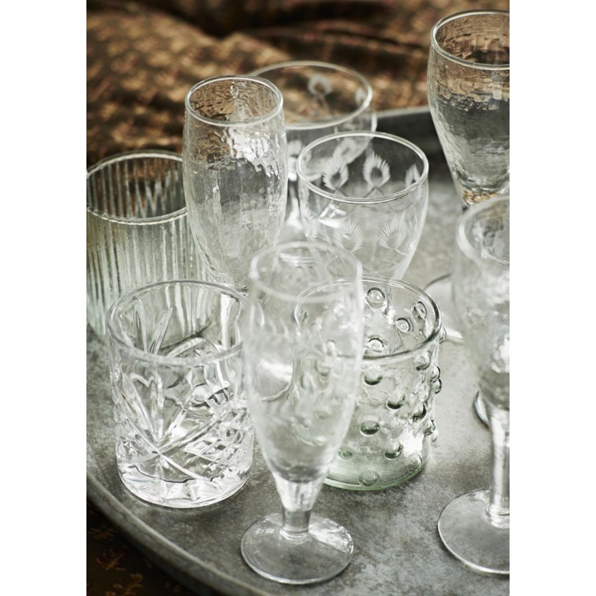 Verre à eau texturé à pois transparent, MADAM STOLTZ