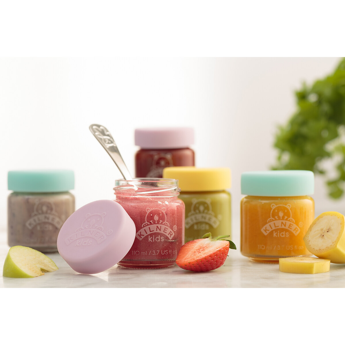 Set of 6 110ml Kids Jars with Silicon Lids glass, KILNER