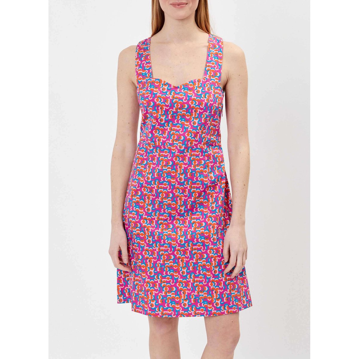 Robe rétro imprimée PAULA rose logo, PRINCESSE NOMADE