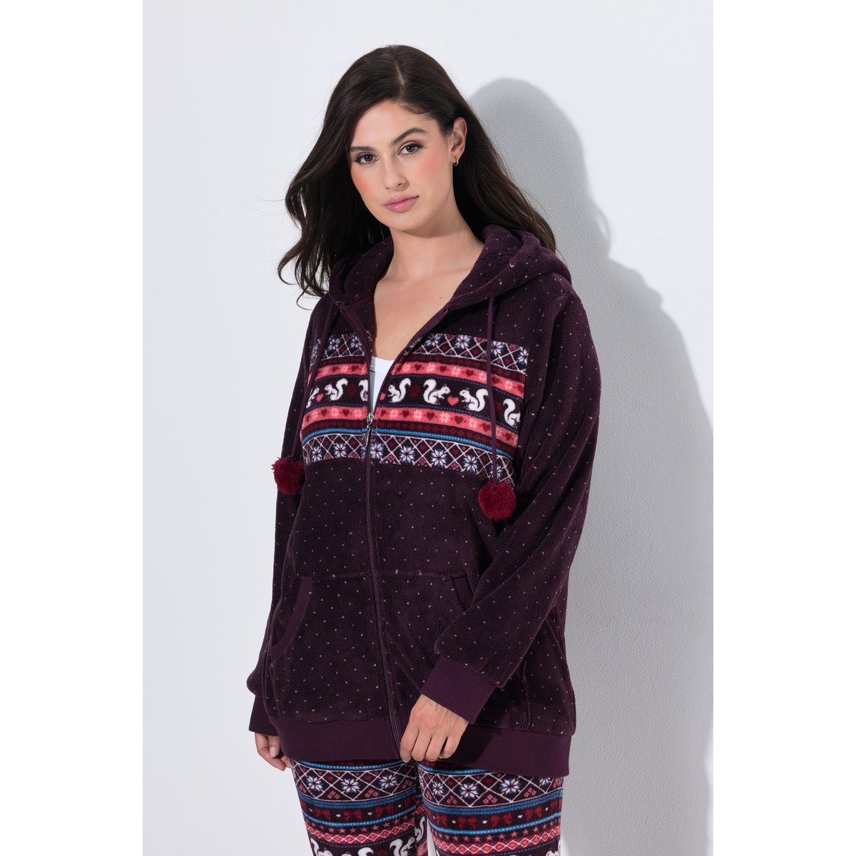 Veste d'intérieur à capuche prune foncé, ULLA POPKEN
