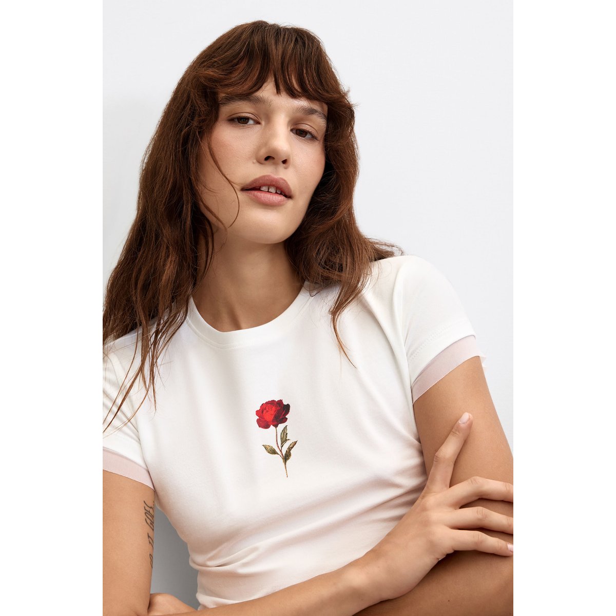 t-shirt rose à manches courtes blanc, DESIGUAL