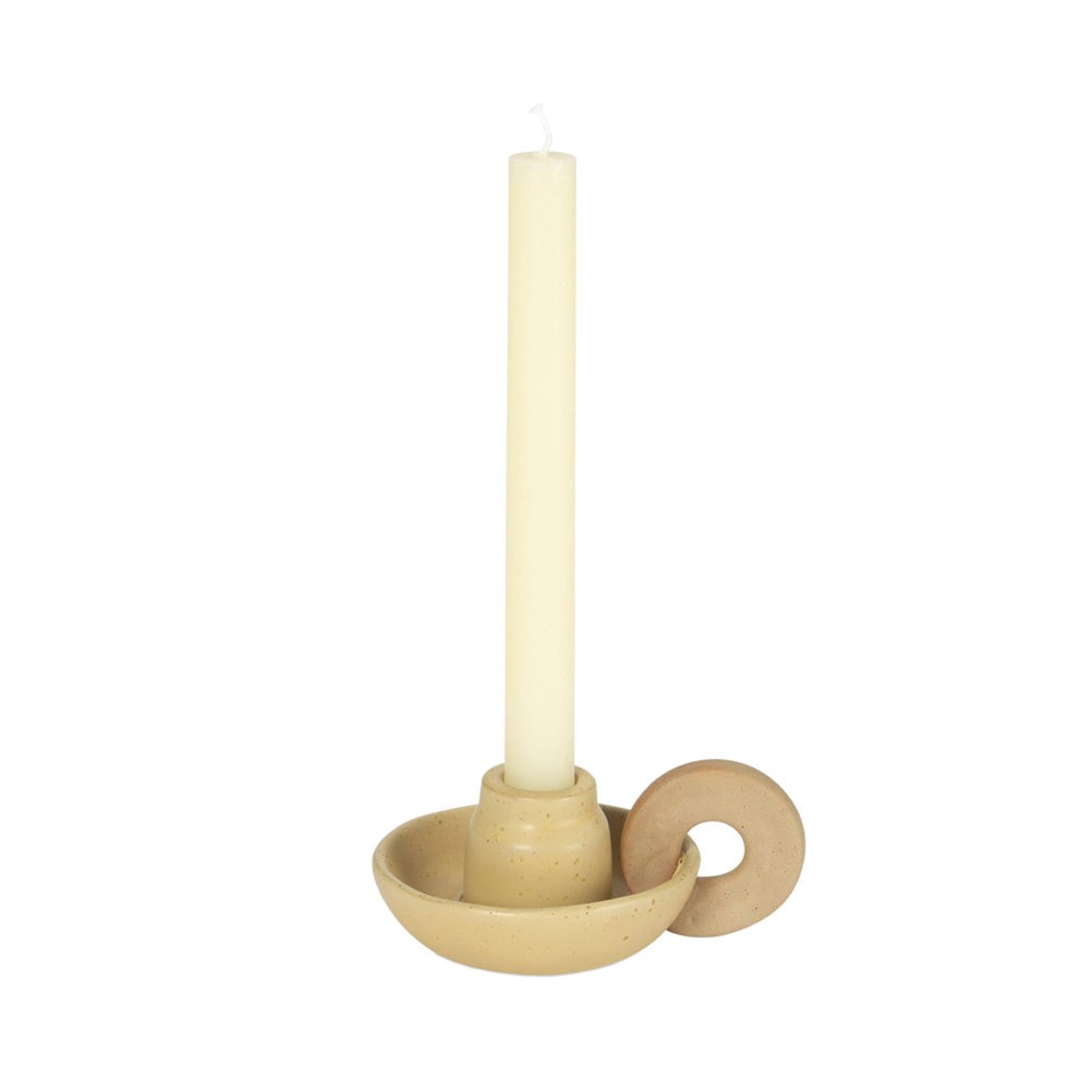 Bougeoir - Céramique beige - NOTTE orange terracotta, MAISON AUBERTIN