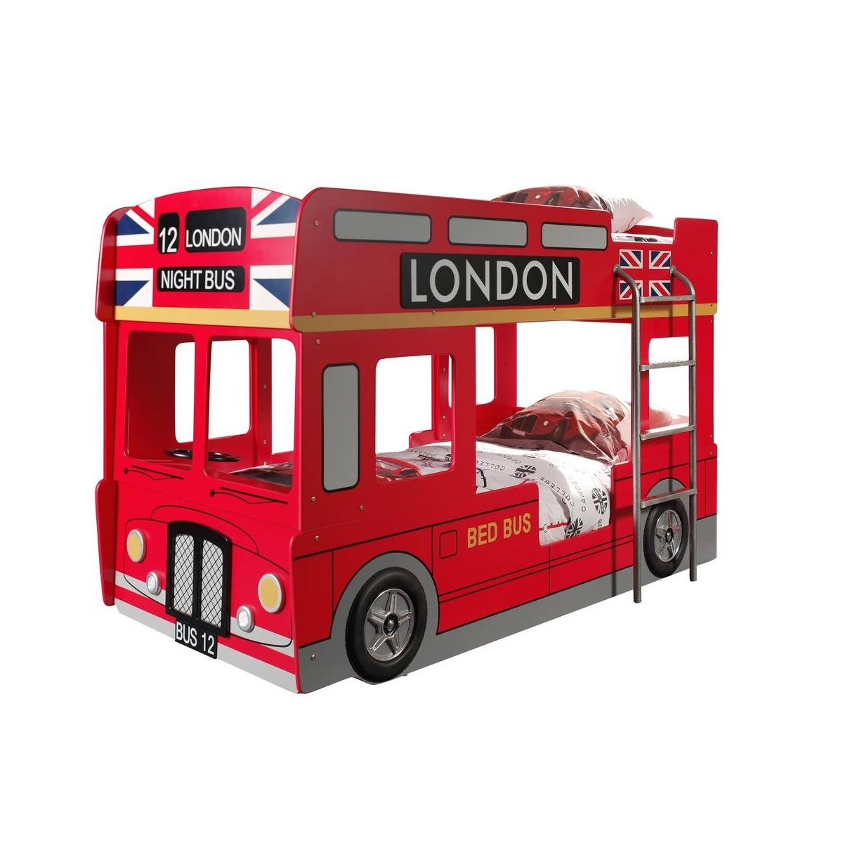 Funbeds Lit superposé bus londonien couleur unique, VIPACK