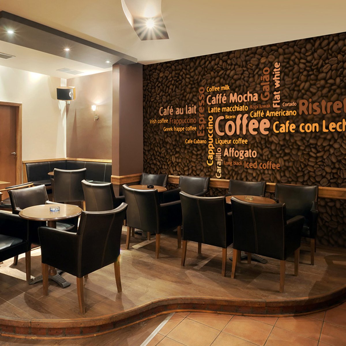 Papier peint intissé panoramique Motifs de cuisine Latte, espresso, cappucino... orange / cuivré, EDEN