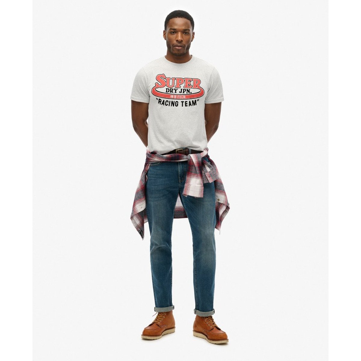 T-shirt à motif Reworked Classic gris flocon chiné, SUPERDRY