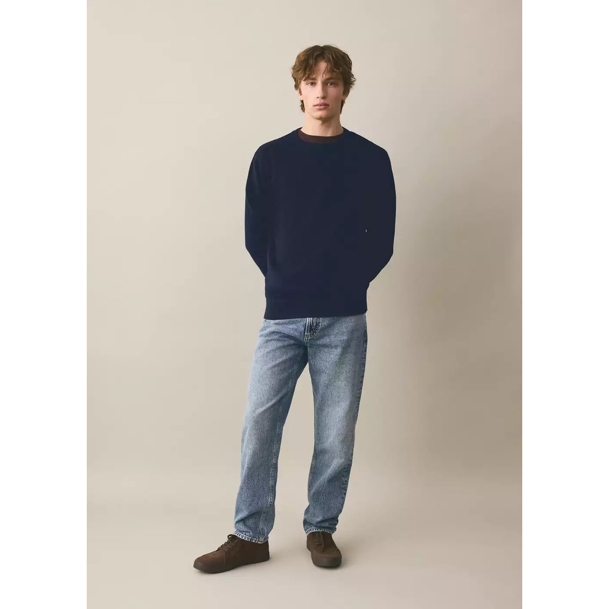 Pull-over maille coton bleu marine, MANGO TEEN