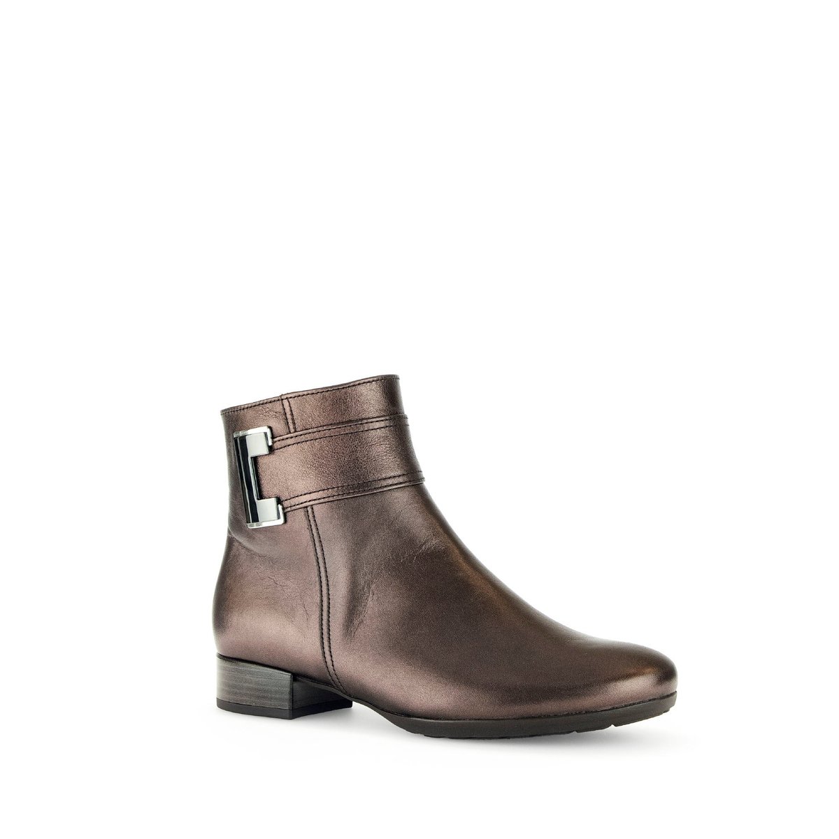 Bottines en cuir à talon décroché block bronze, GABOR