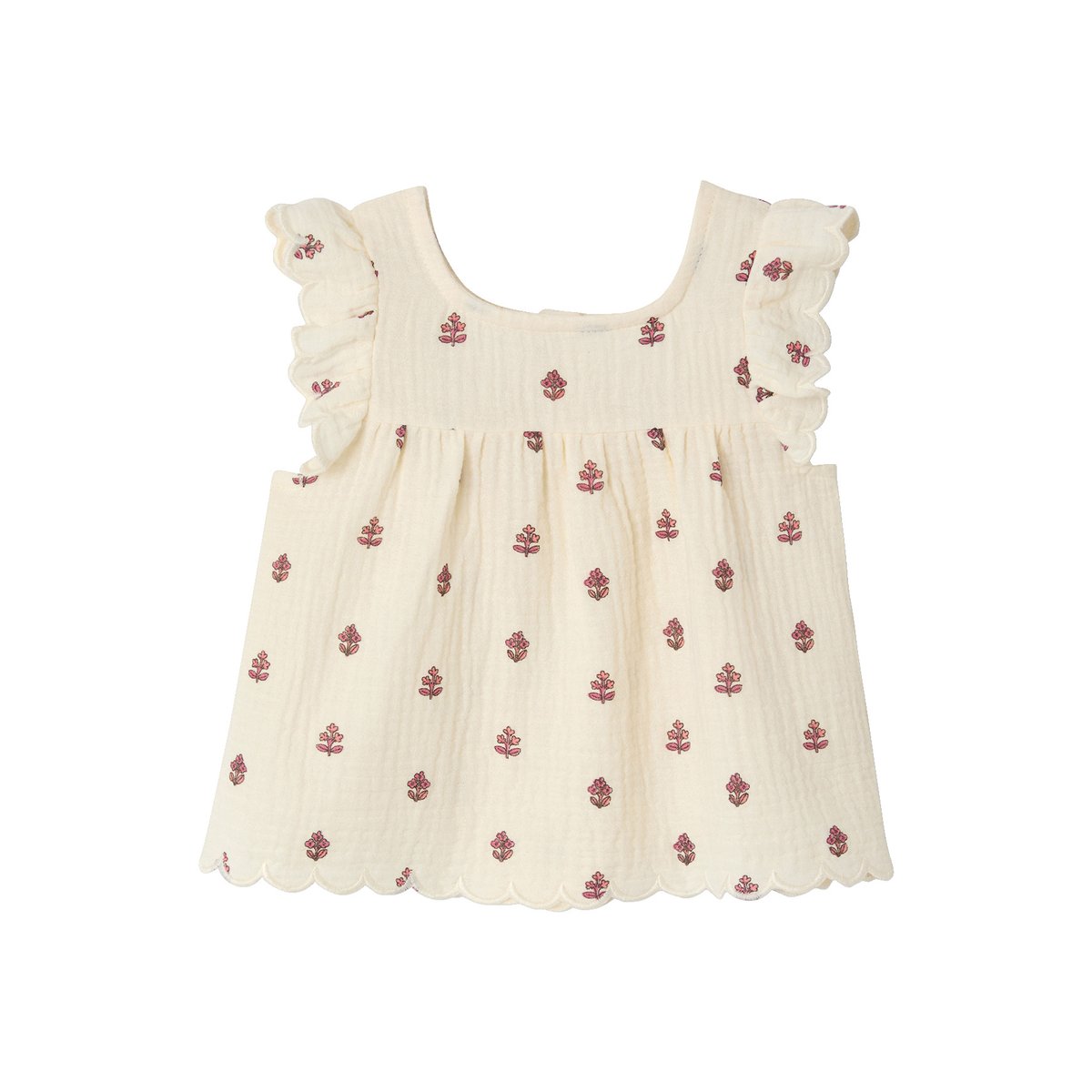 Blouse imprimée sans manche écru, VERTBAUDET