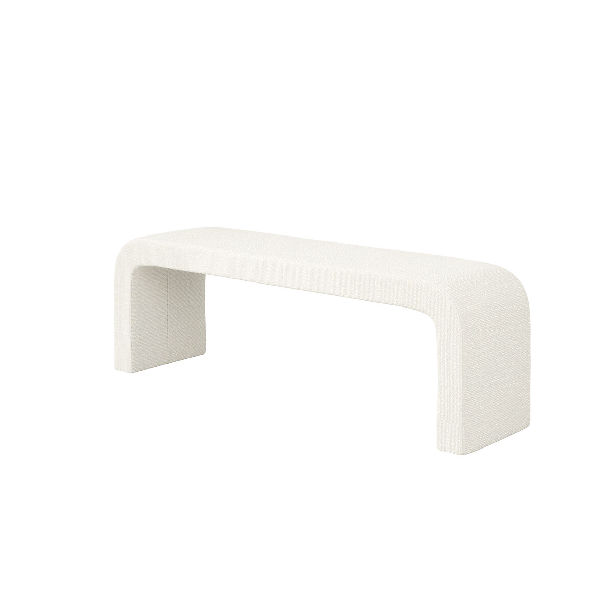 Riven Curved Chenille Boucle Upholstered Bench white, ÉDITÉ