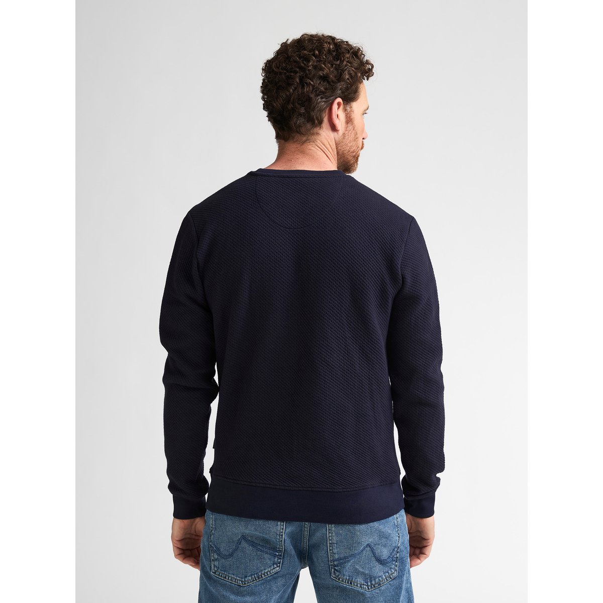 Sweat  col rond texturé ironwall bleu royal navy, PETROL INDUSTRIES