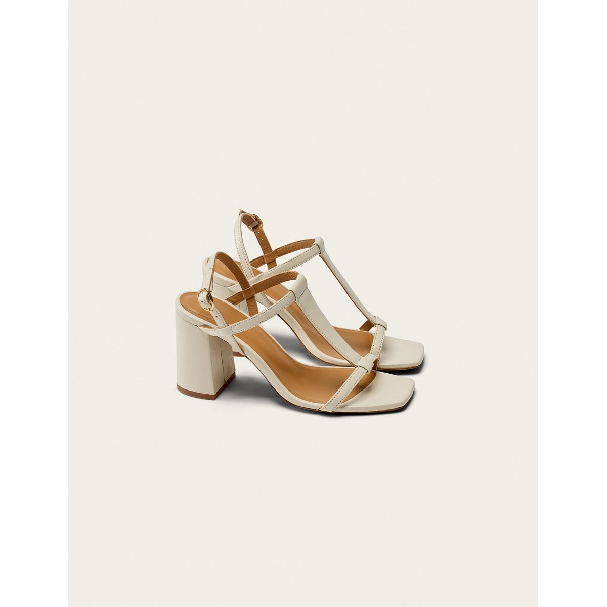 Sandales à talons JOY cuir écru, ODAJE