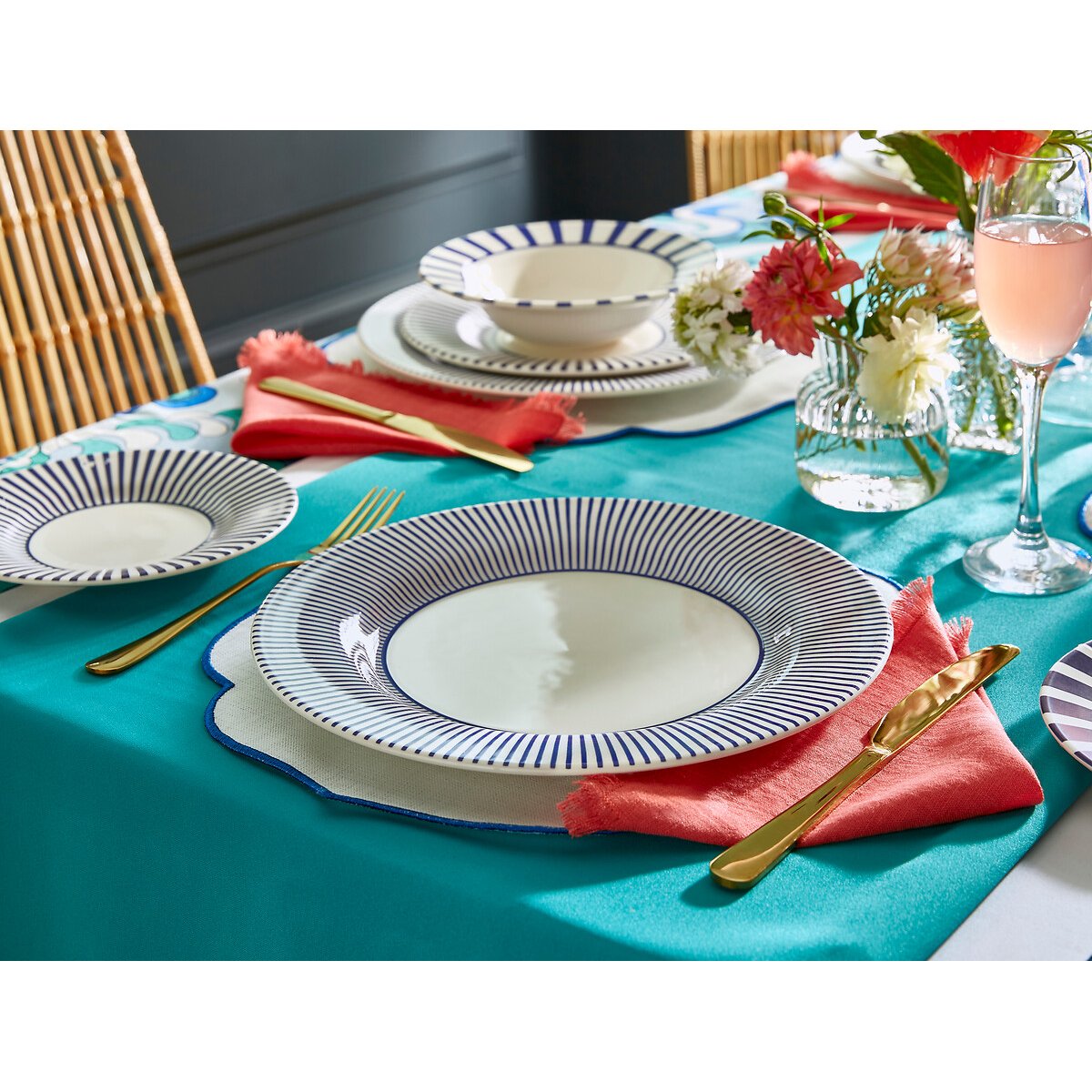 Set of 4 Steccato Dinner Plates blue, SPODE