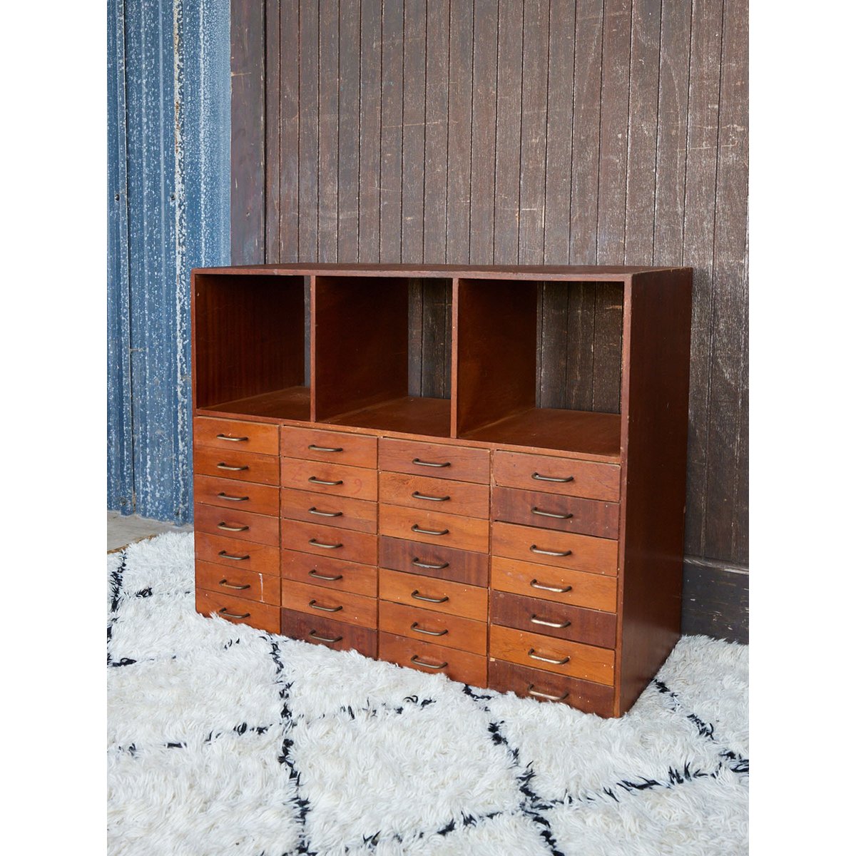 Meuble de métier en bois foncé Fernand N°484 - Bon état bois foncé, DEBONGOUT